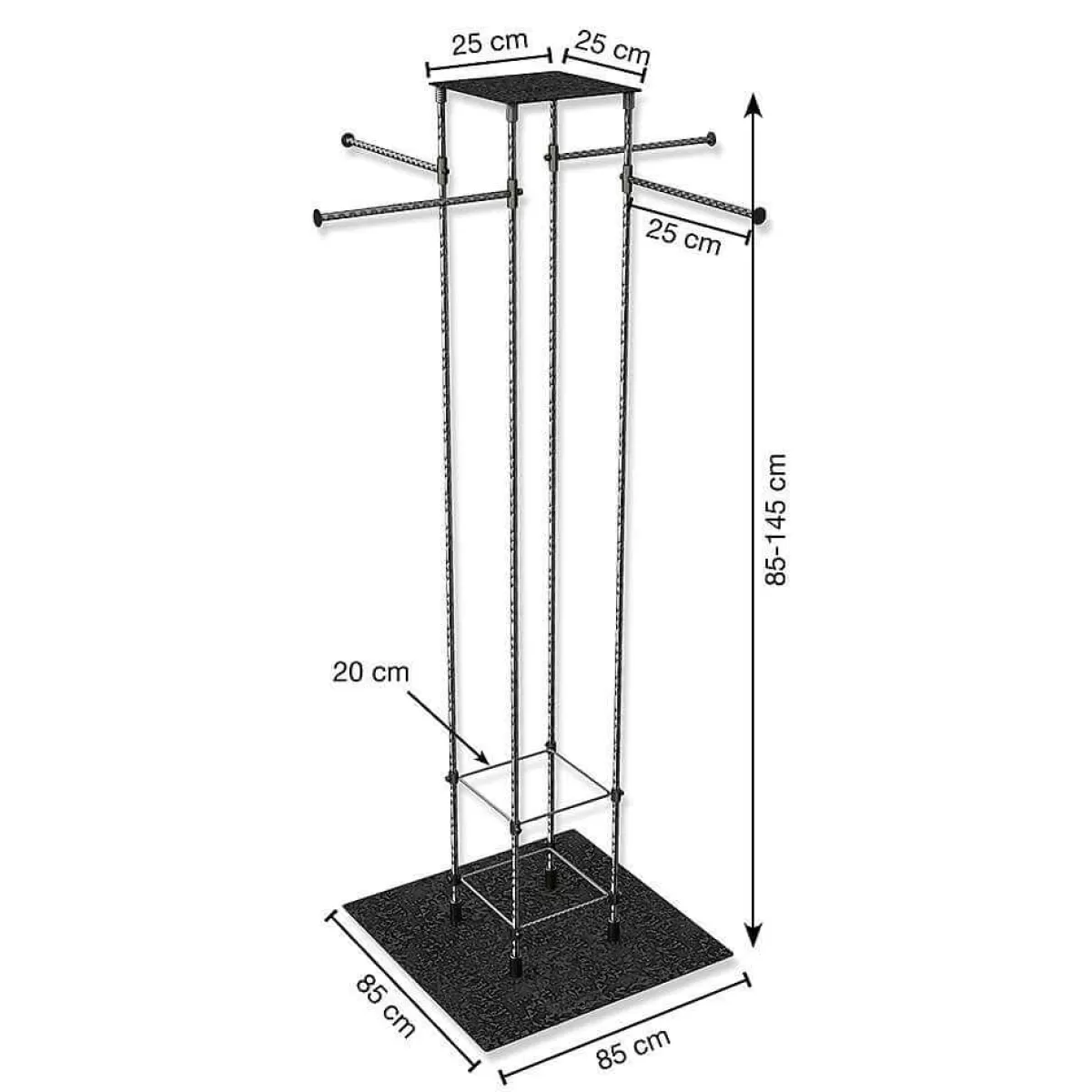 New DecoWoerner Abhängeständer LOFT, 85 - 145 Cm Hoch schwarz