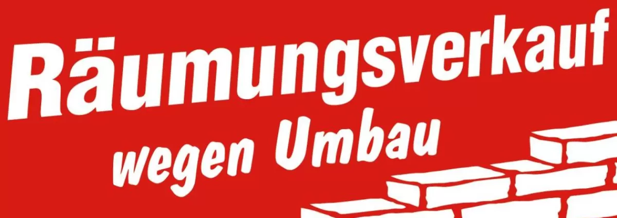 New DecoWoerner Ankleber "Räumungsverkauf Umbau" rot