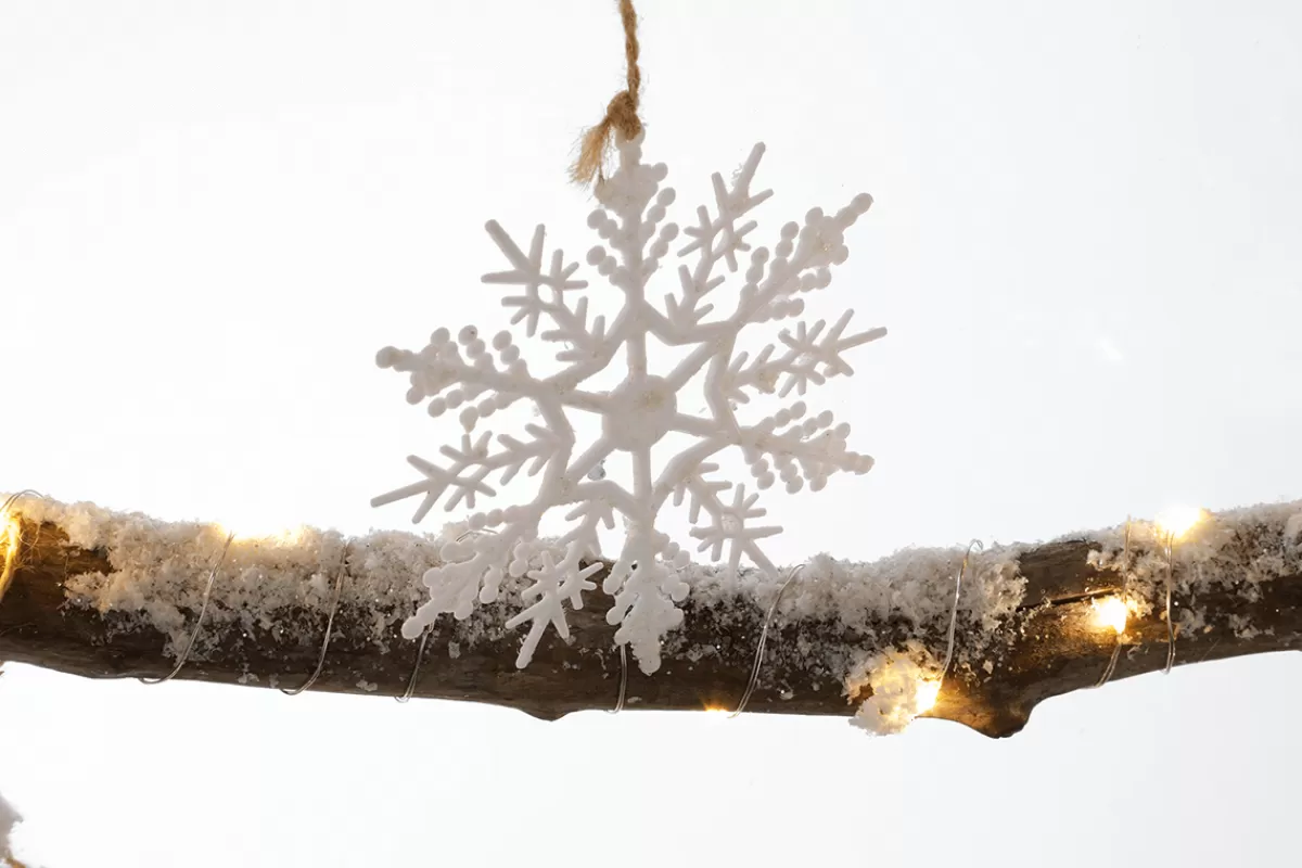 Fashion DecoWoerner Beleuchteter Holzbaum-Hänger Mit Batterie, 100 Cm Lang Naturholz