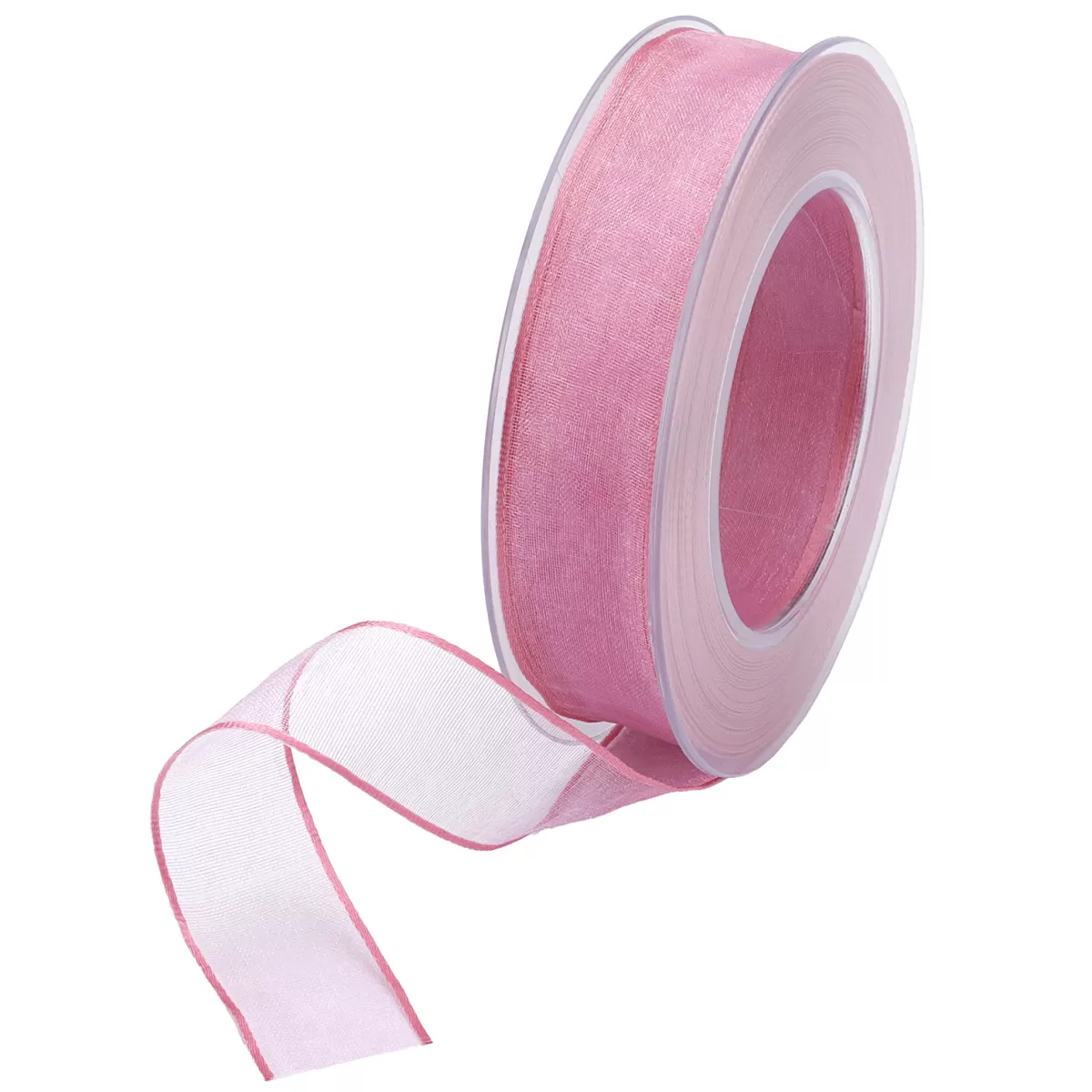 Fashion DecoWoerner Chiffonband Mit Draht Pink 25 Mm Breit, 20 M rosa