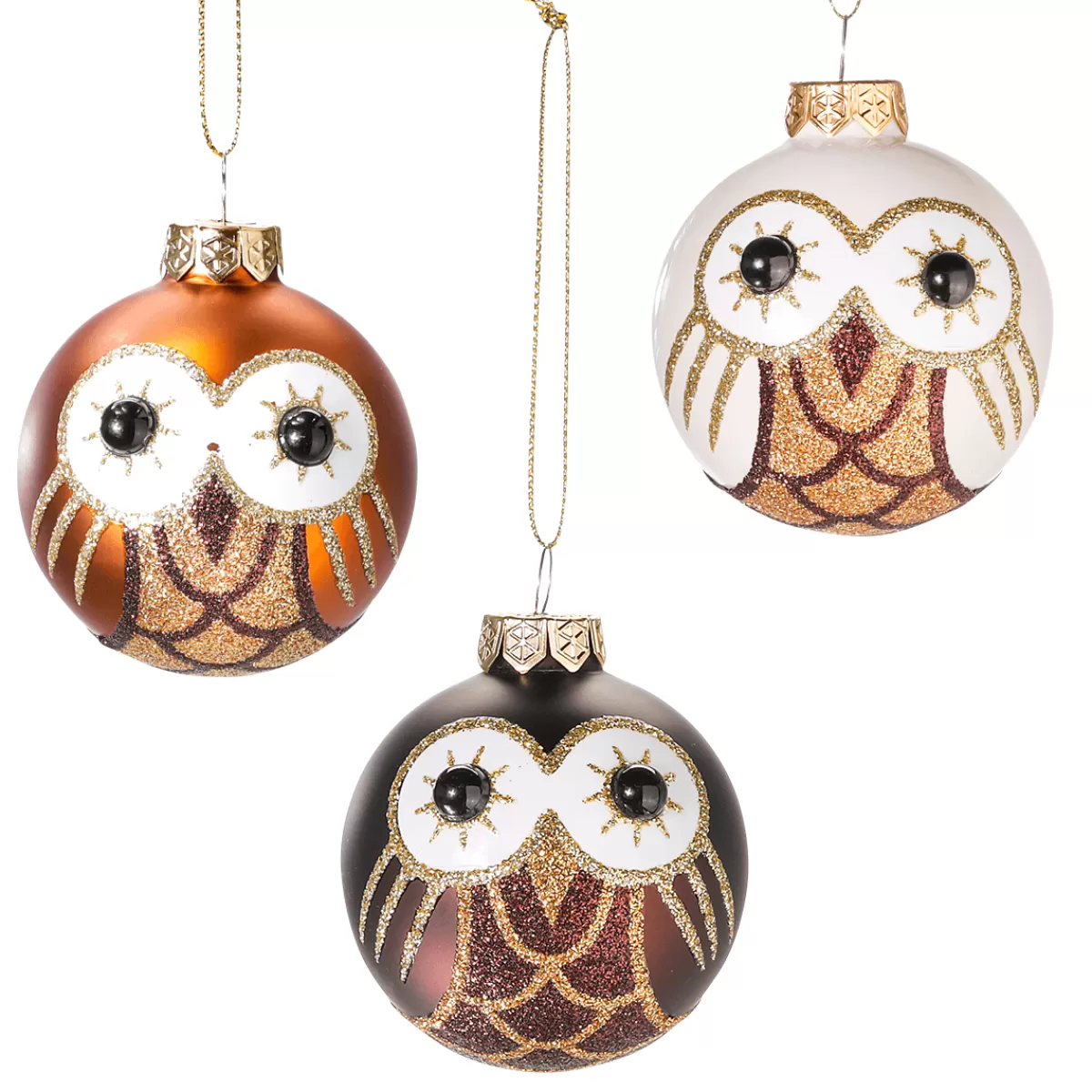 Outlet DecoWoerner Deko Hänger Glas Kugel „Eule“ 24 Stück In Der Box braun