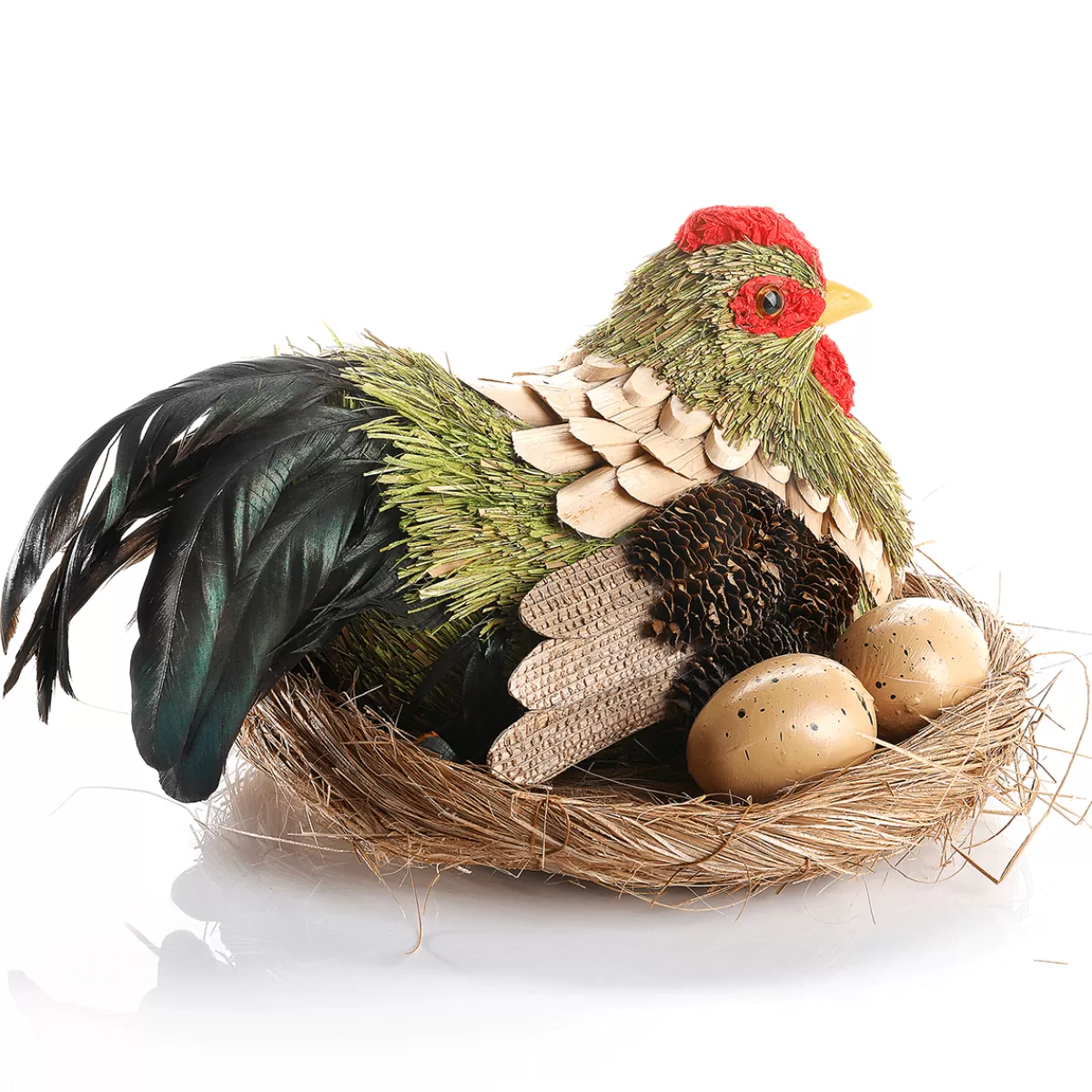 Store DecoWoerner Deko Huhn Im Nest 23 Cm Ø, 16 Cm Hoch grün