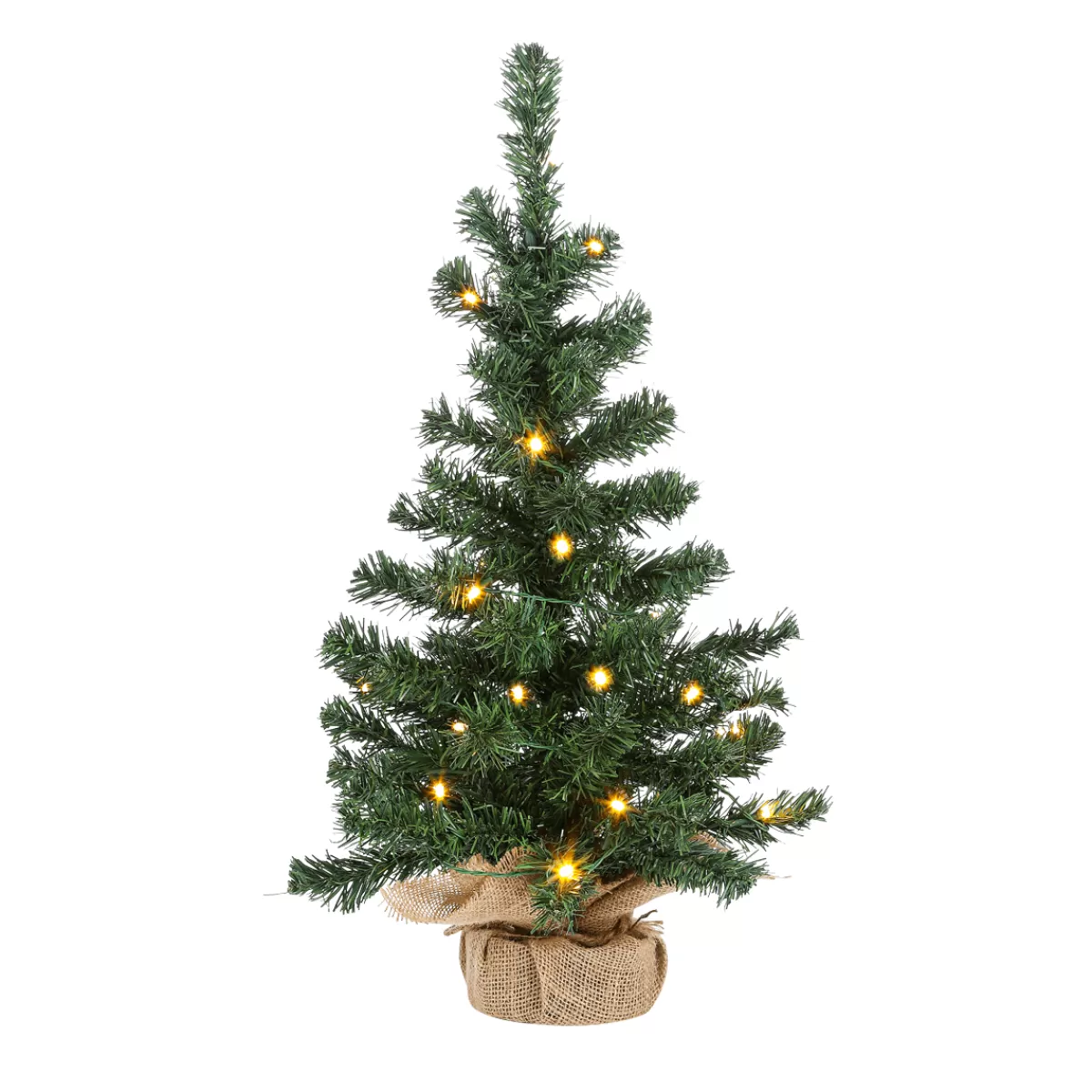 Fashion DecoWoerner Deko Tannenbaum Mit LED Und Jutesack 60 Cm grün