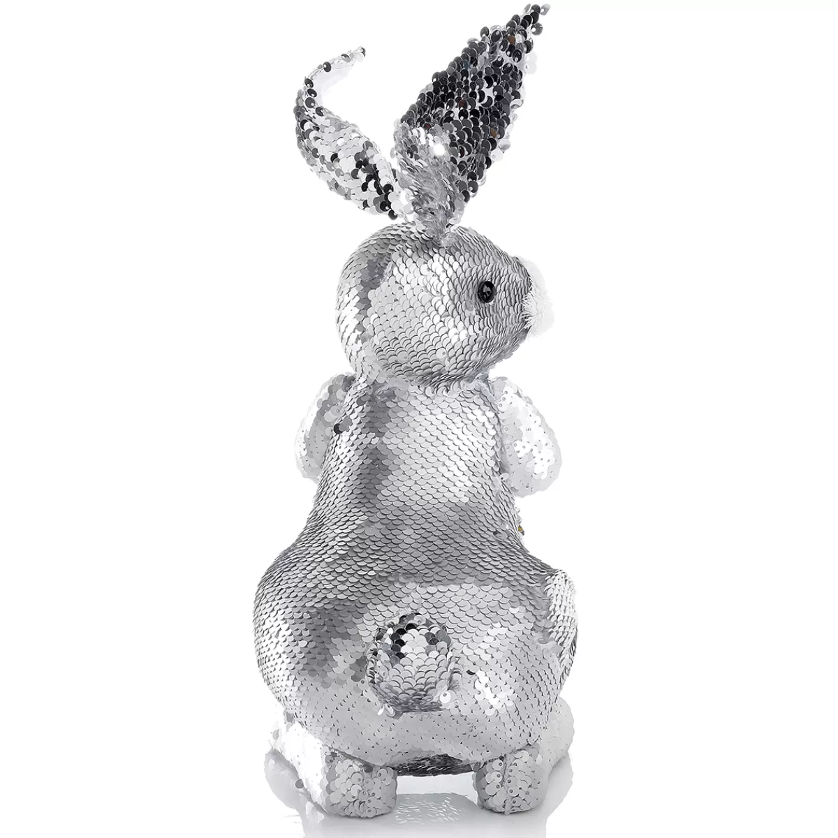 Outlet DecoWoerner Deko-Oster-Hase Mit Wendepailletten , 35 Cm silber