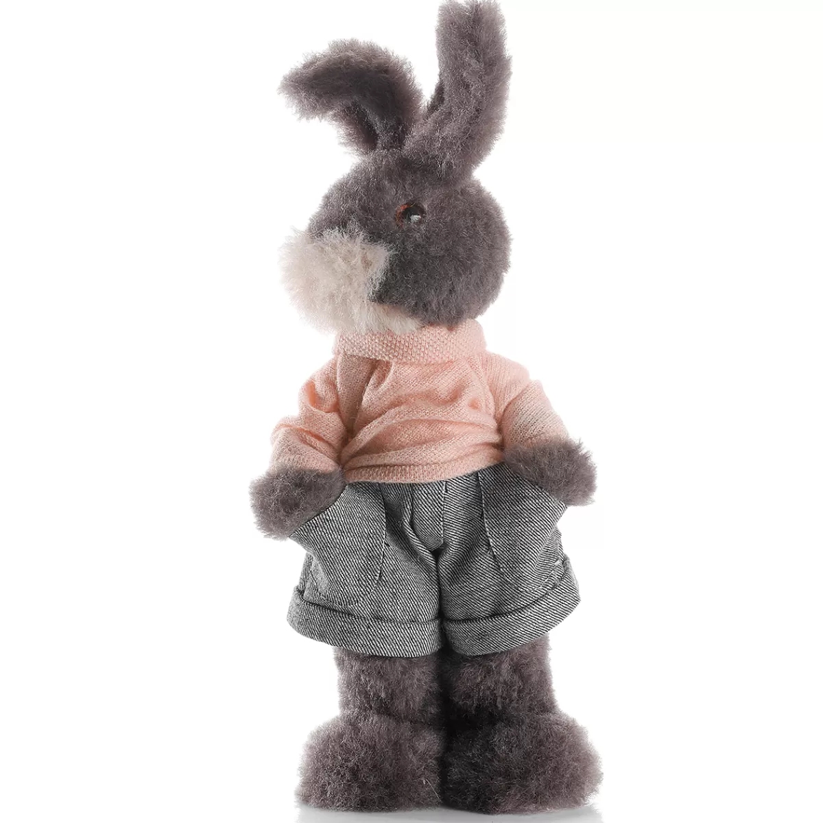 New DecoWoerner Deko-Plüsch-Oster-Hase 40 Cm Hoch, Grau