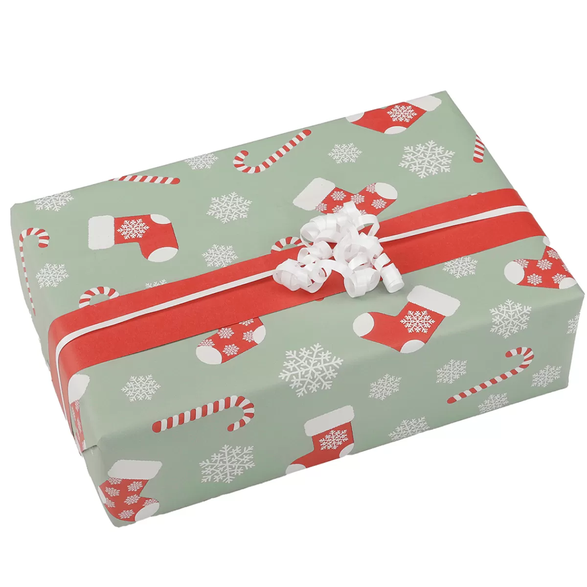 Hot DecoWoerner Doppelseitiges Geschenkpapier Zuckerstangen Und Socken, Mint / Rot grün