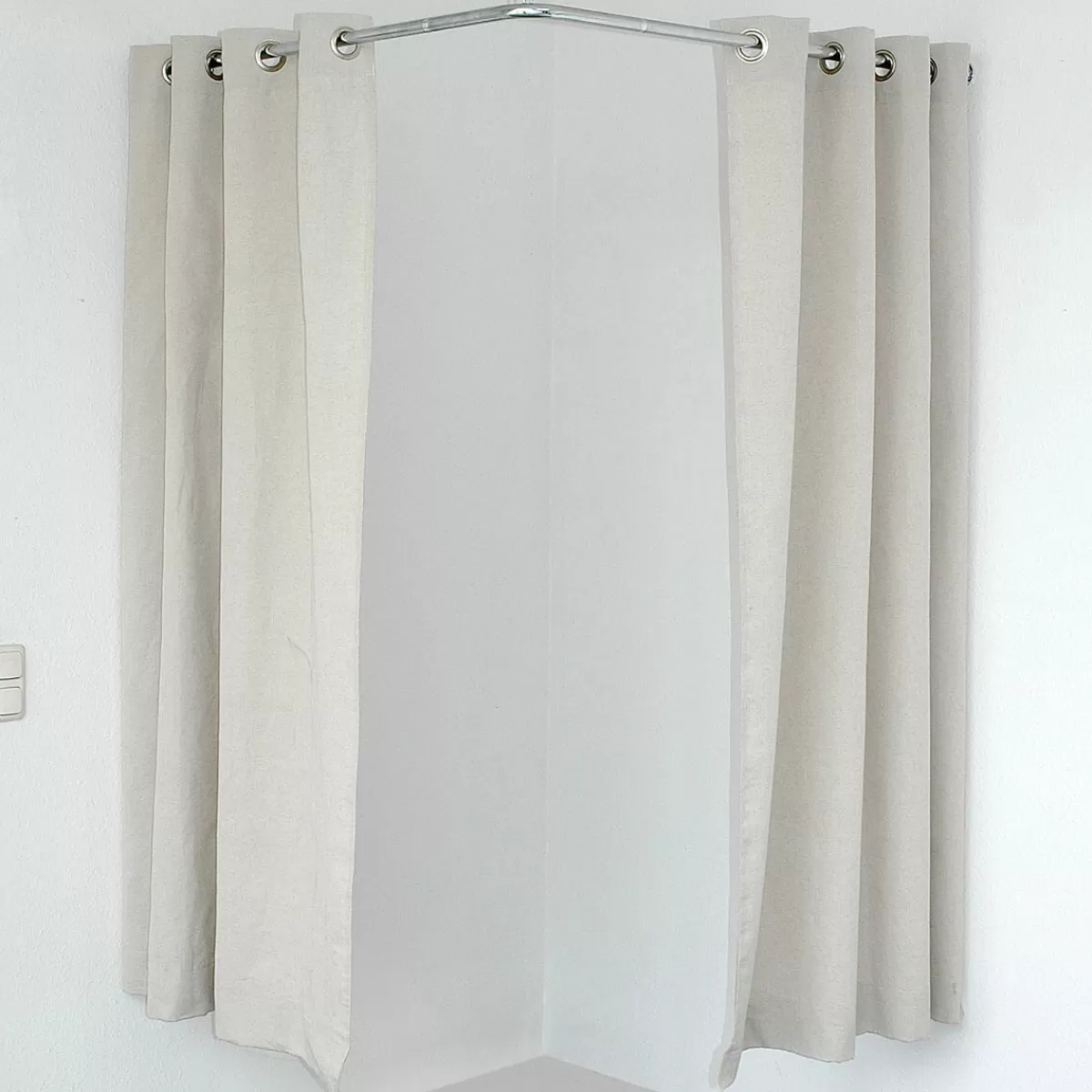 Best DecoWoerner Eck-Kabinen-Vorhang, 200 Cm Lang, Beige braun