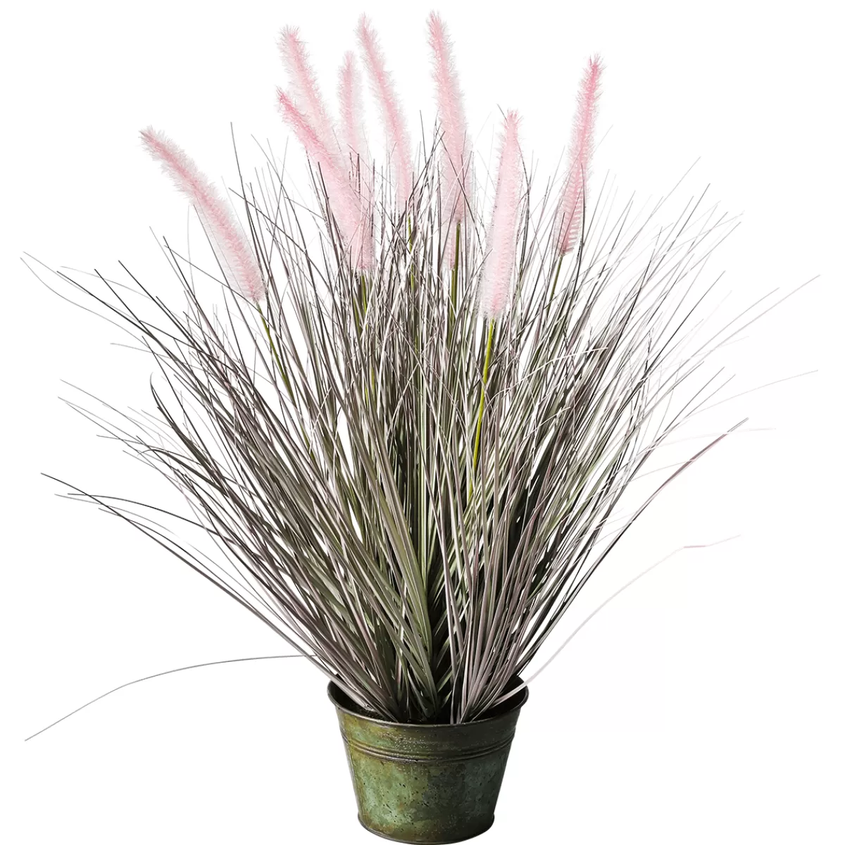 Flash Sale DecoWoerner Feines Deko-Federborstengras In Silber- Im Zinktopf 57 Cm rosa