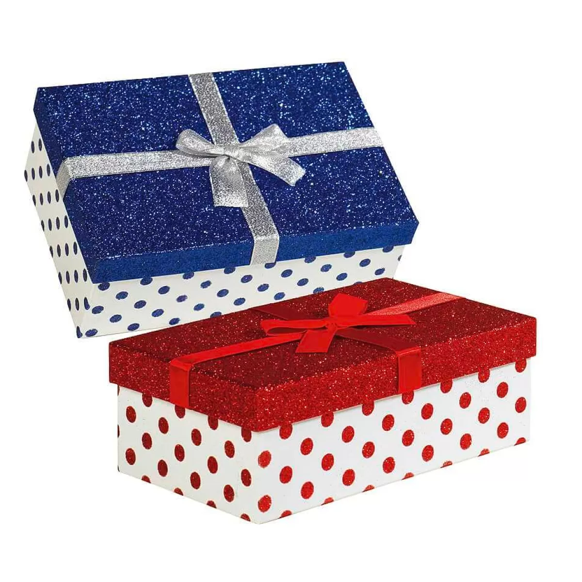 Shop DecoWoerner Geschenkboxen-Set Weiß/rot/blau, 6tlg. mehrfarbig