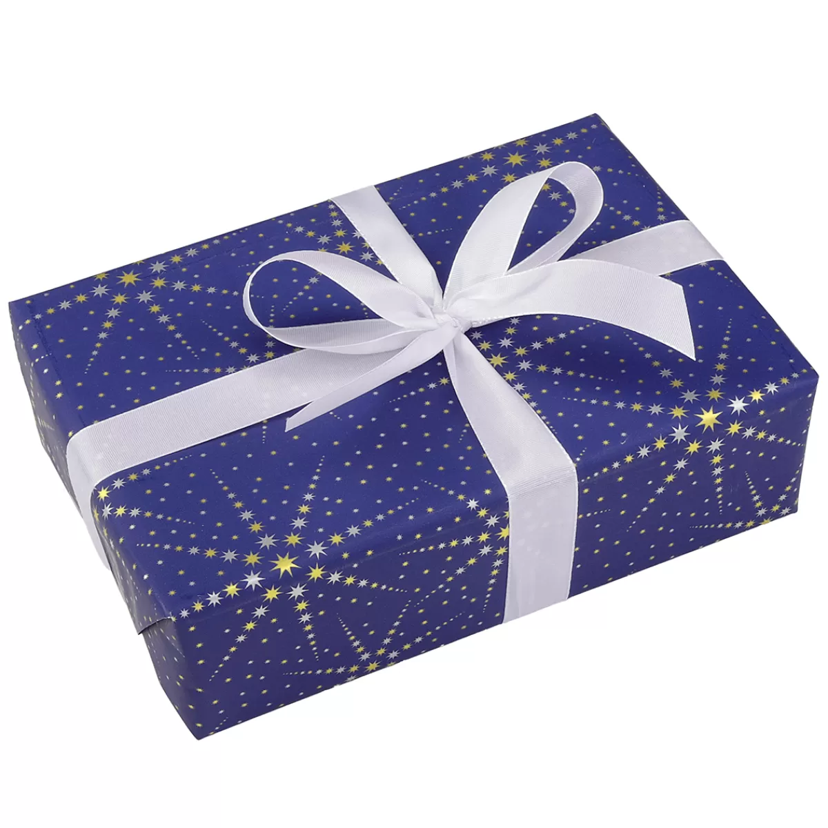 Fashion DecoWoerner Geschenkpapier Sternchen / Gold / Silber blau