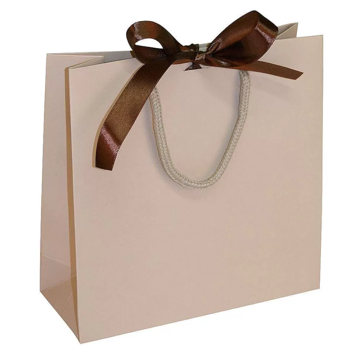 Clearance DecoWoerner Geschenktaschen, 20 X 20 Cm, Sand 25 Stück, 200 G/ M², Mit Passender Satinschleife braun