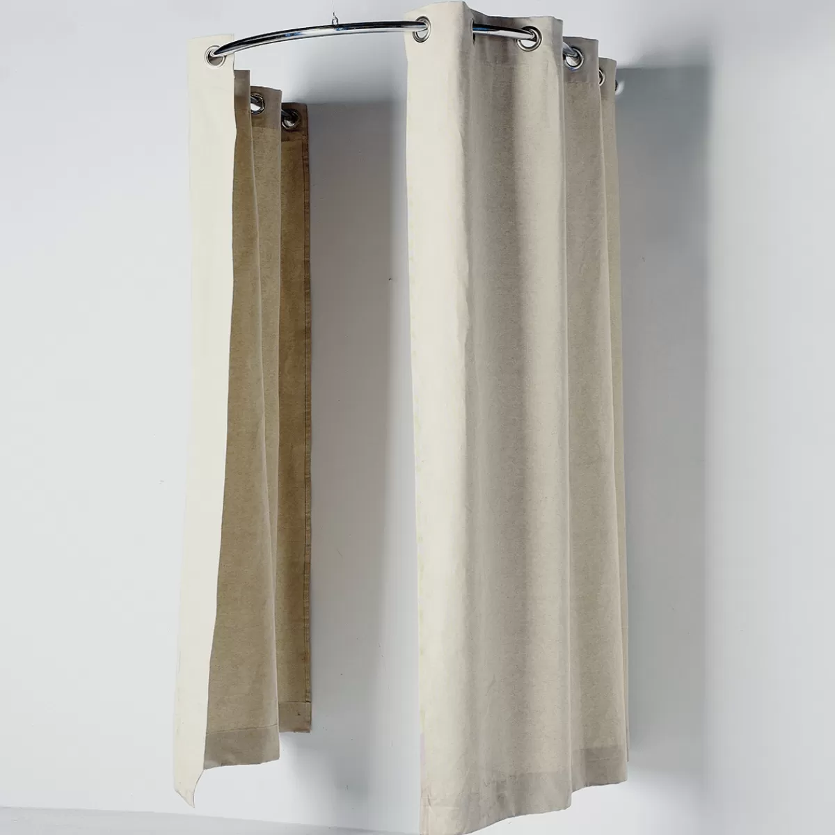 Discount DecoWoerner Halbkreis-Kabinen-Vorhang, 200 Cm Lang, Beige braun