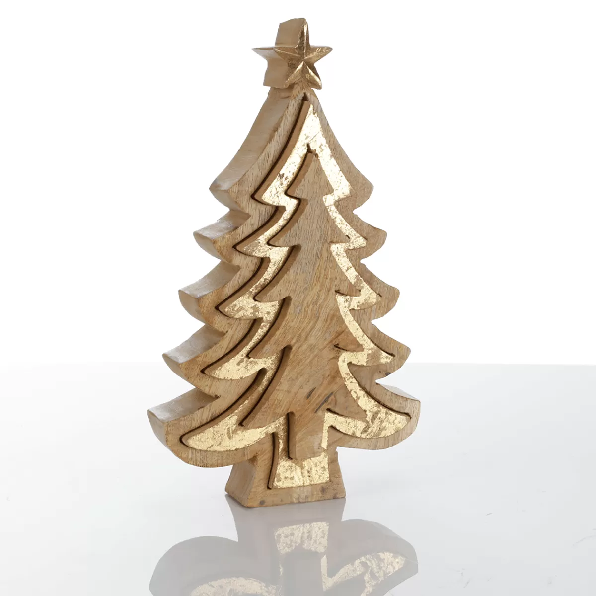 Sale DecoWoerner Holz-Aufsteller "Tanne" 26 Cm Hoch gold