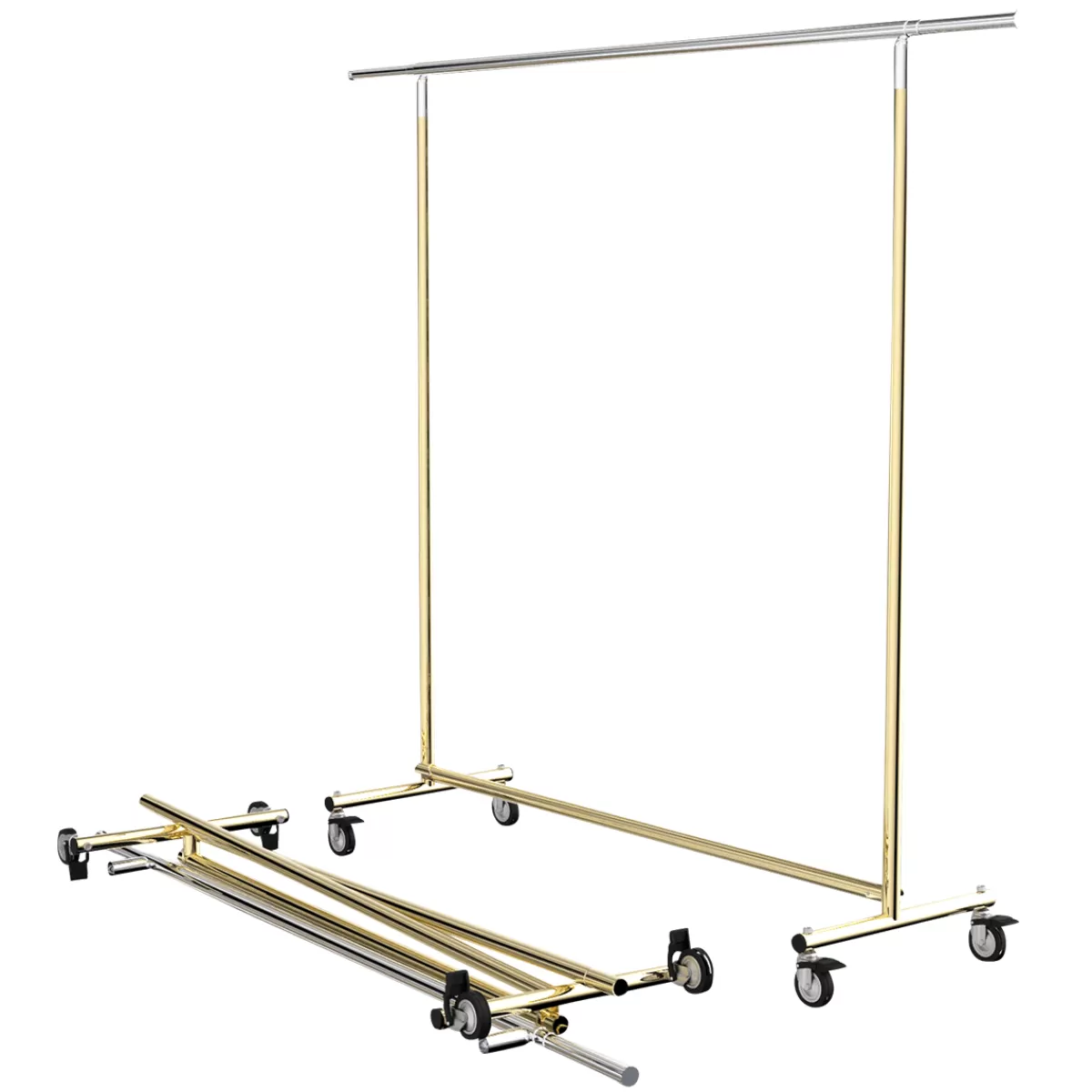 Shop DecoWoerner Kleiderständer Mit Rollen Klappbar 177 Cm gold