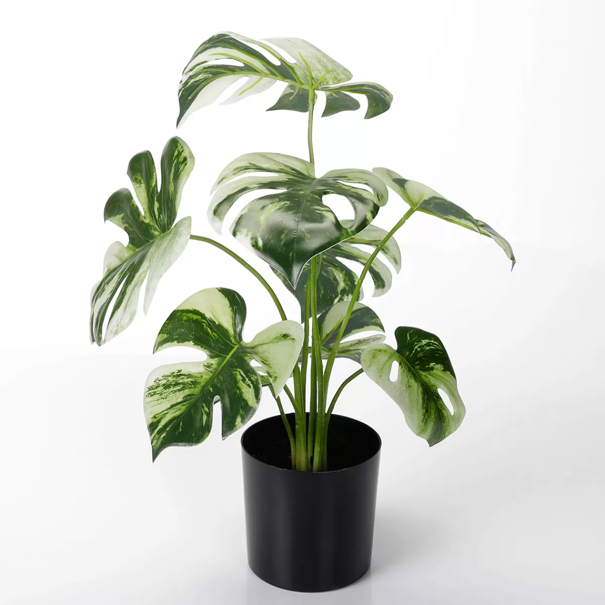 Clearance DecoWoerner Künstliche Deko Monstera Topfpflanze Deliciosa Albo Variegata 37 Cm grün