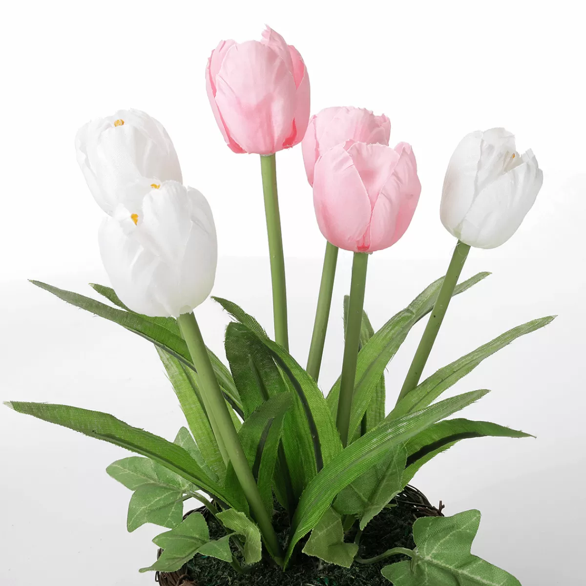 Best DecoWoerner Künstliche Tulpen Im Korb - Weiß , 20 Cm rosa