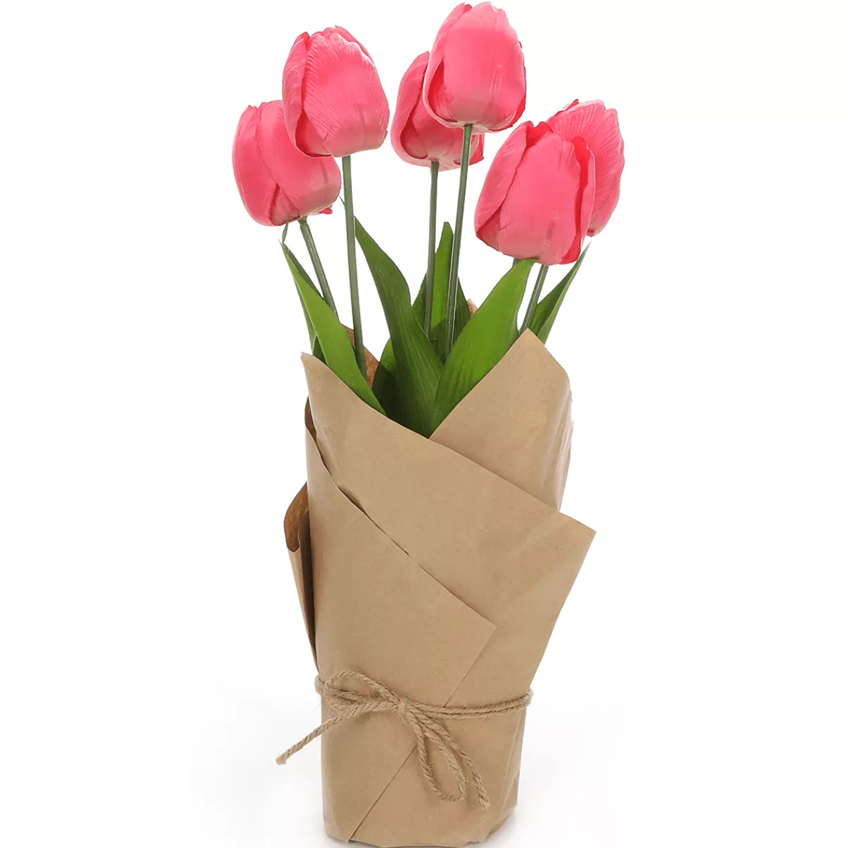 Hot DecoWoerner Künstliche Tulpen Mit Papier Umwickelt rosa