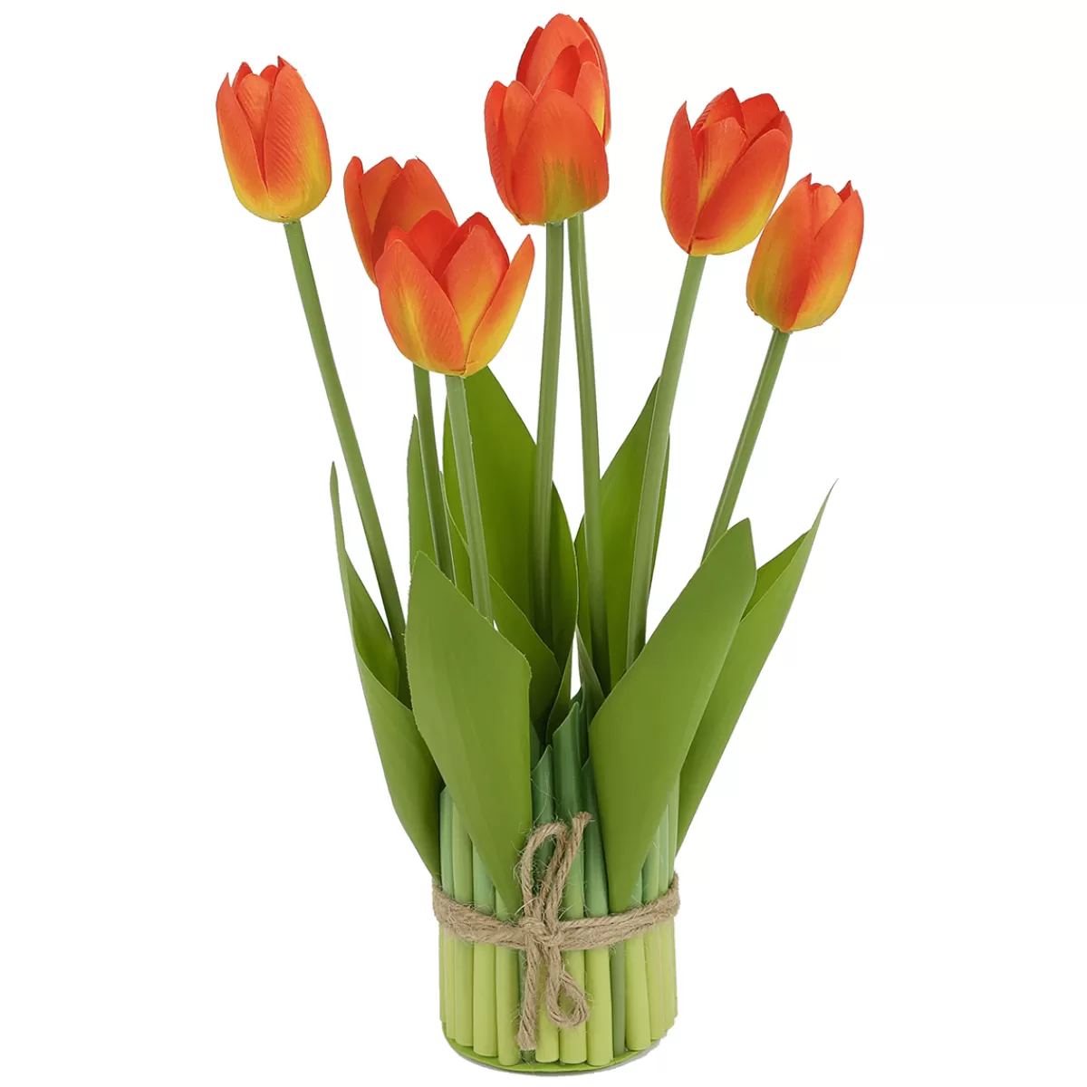 New DecoWoerner Künstliche Tulpenbündel 34 Cm Mit 7 Blüten orange