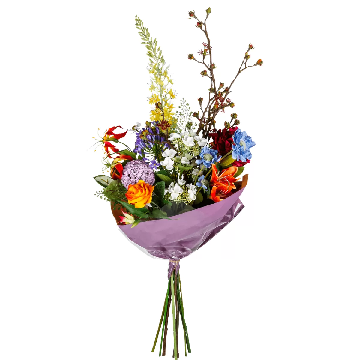 Fashion DecoWoerner Künstlicher Blumen-Mix-Blumenstrauß Orange Blau Weiß 104 Cm mehrfarbig