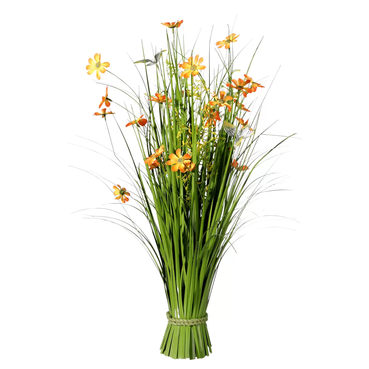 Shop DecoWoerner Künstlicher Grasbund Mit Blüten 67 Cm orange