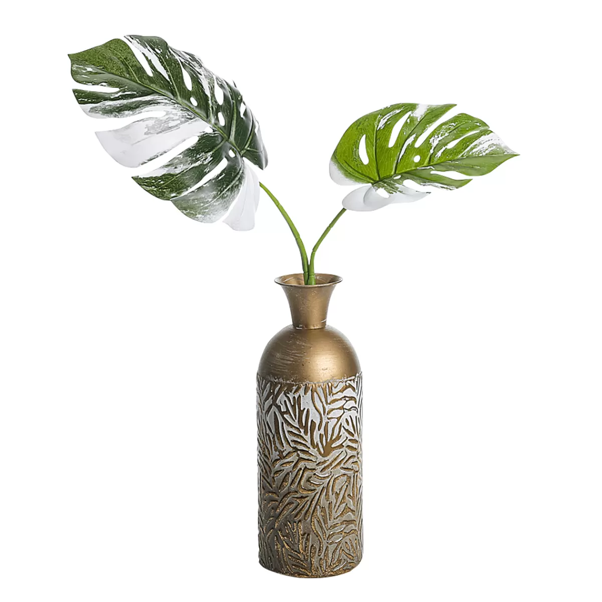 Best DecoWoerner Künstlicher Monstera Deliciosa Albo Variegata Blätter-Zweig 85 Cm grün