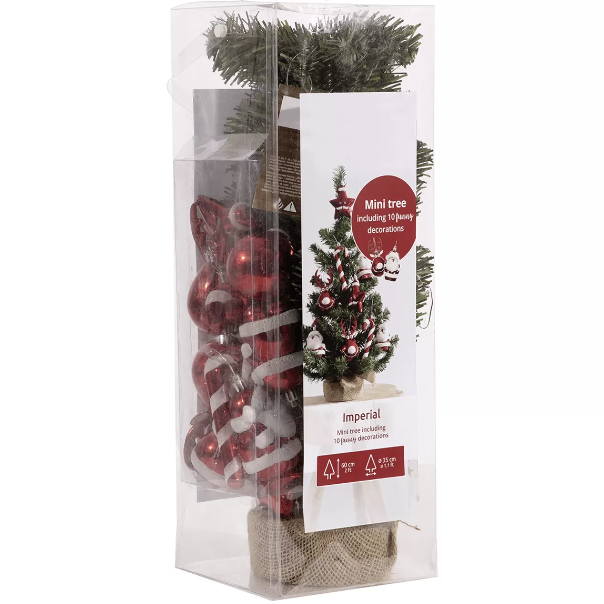 Store DecoWoerner Künstlicher Tannenbaum DIY Mit em Schmuck, 60 Cm rot