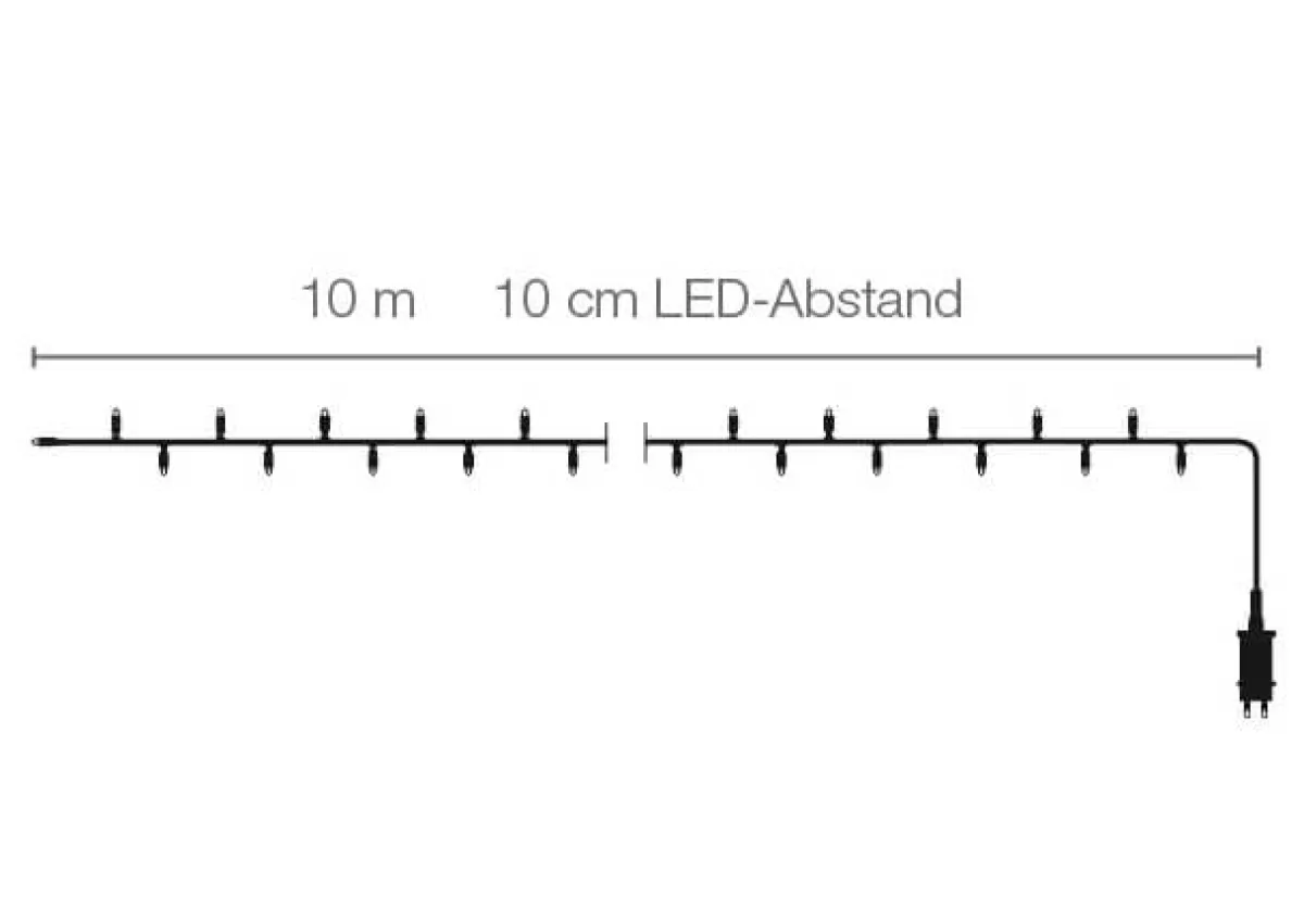 New DecoWoerner LED Lichterkette Für Außen, 10 M schwarz