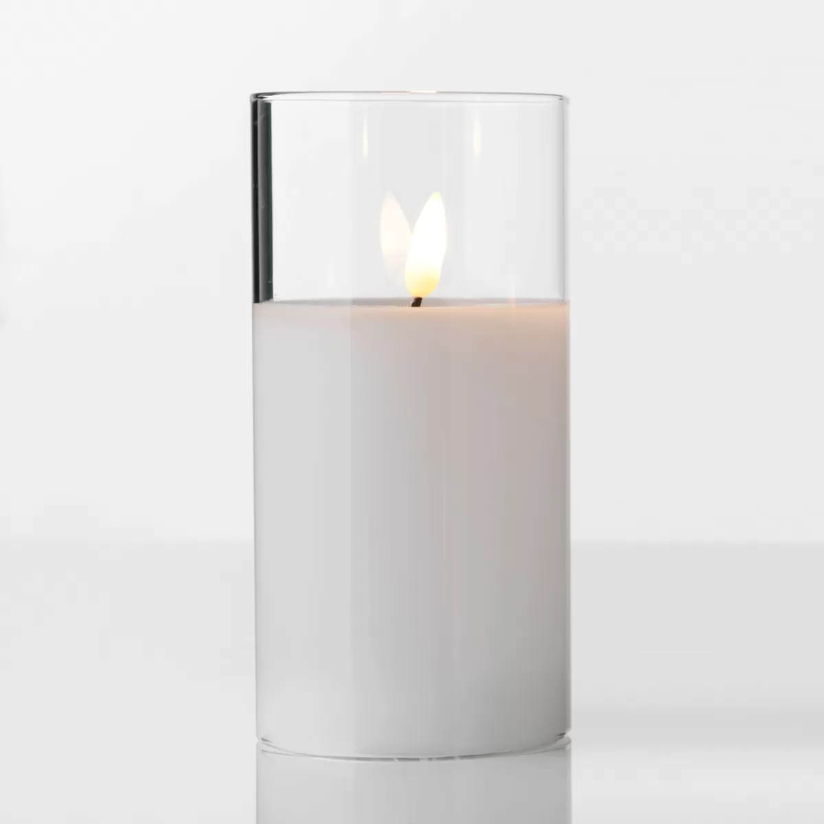 Online DecoWoerner LED-Kerze Aus Wachs Im Transparenten Glas 7,5 X 12,5 Cm weiß