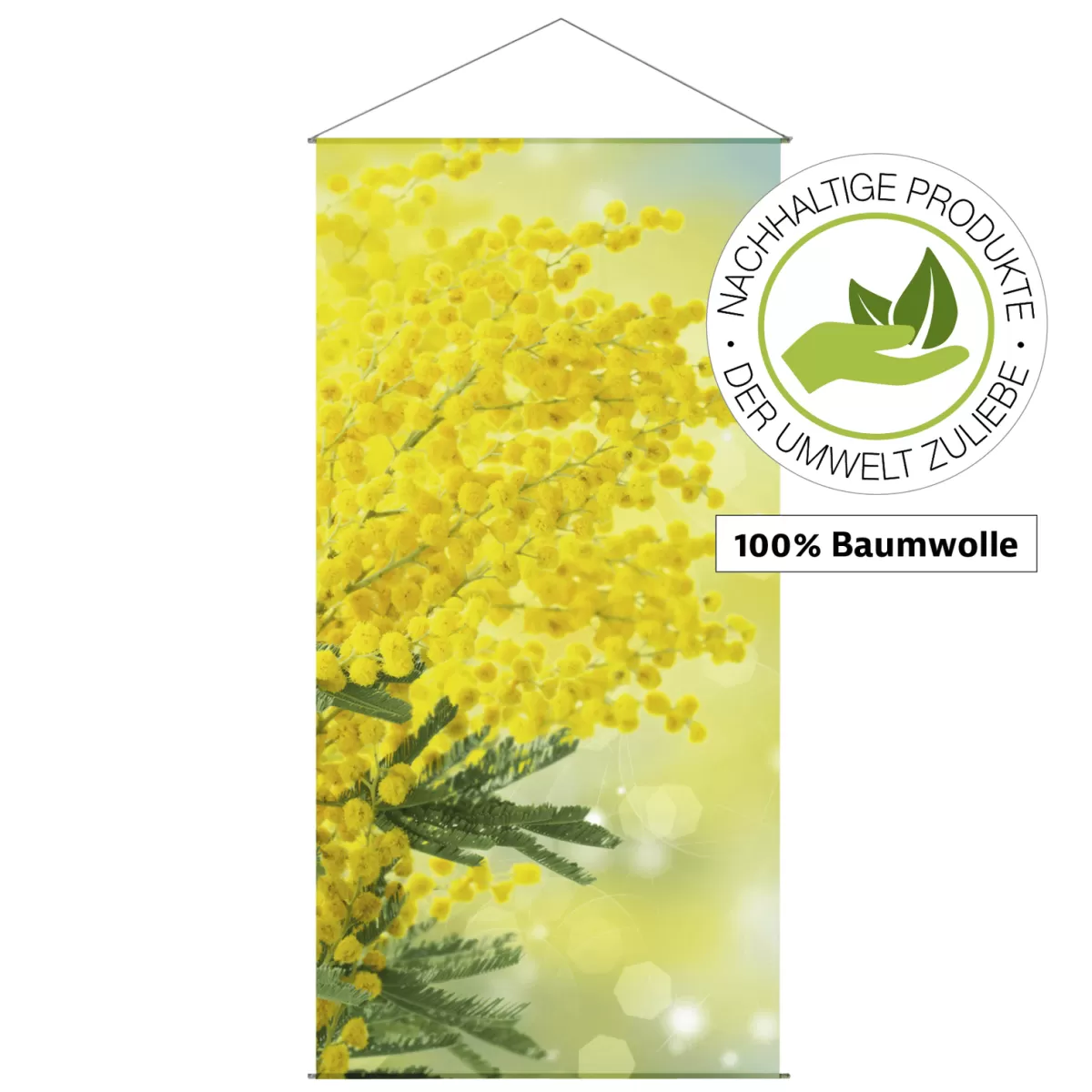 Shop DecoWoerner Lichtechter Naturfaser-Stoffbanner "Mimose" Aus Baumwolle 100 X 200 Cm gelb