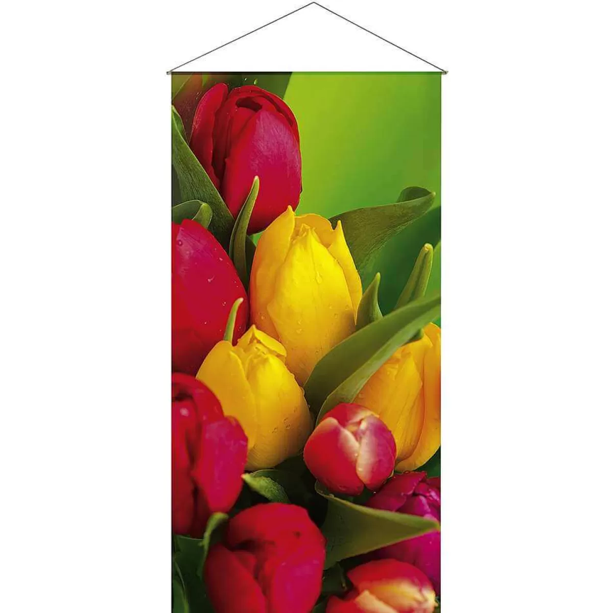 Best Sale DecoWoerner Lichtechter Naturfaser-Stoffbanner "Tulpenstrauß" Aus Baumwolle 100 X 200 Cm mehrfarbig