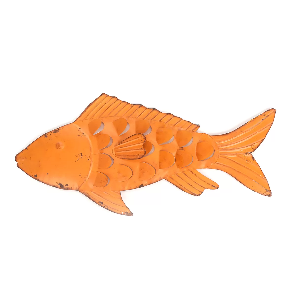 Best DecoWoerner Metall Fisch-Wand-Dekoration Mit Rost-Stellen 71 Cm orange