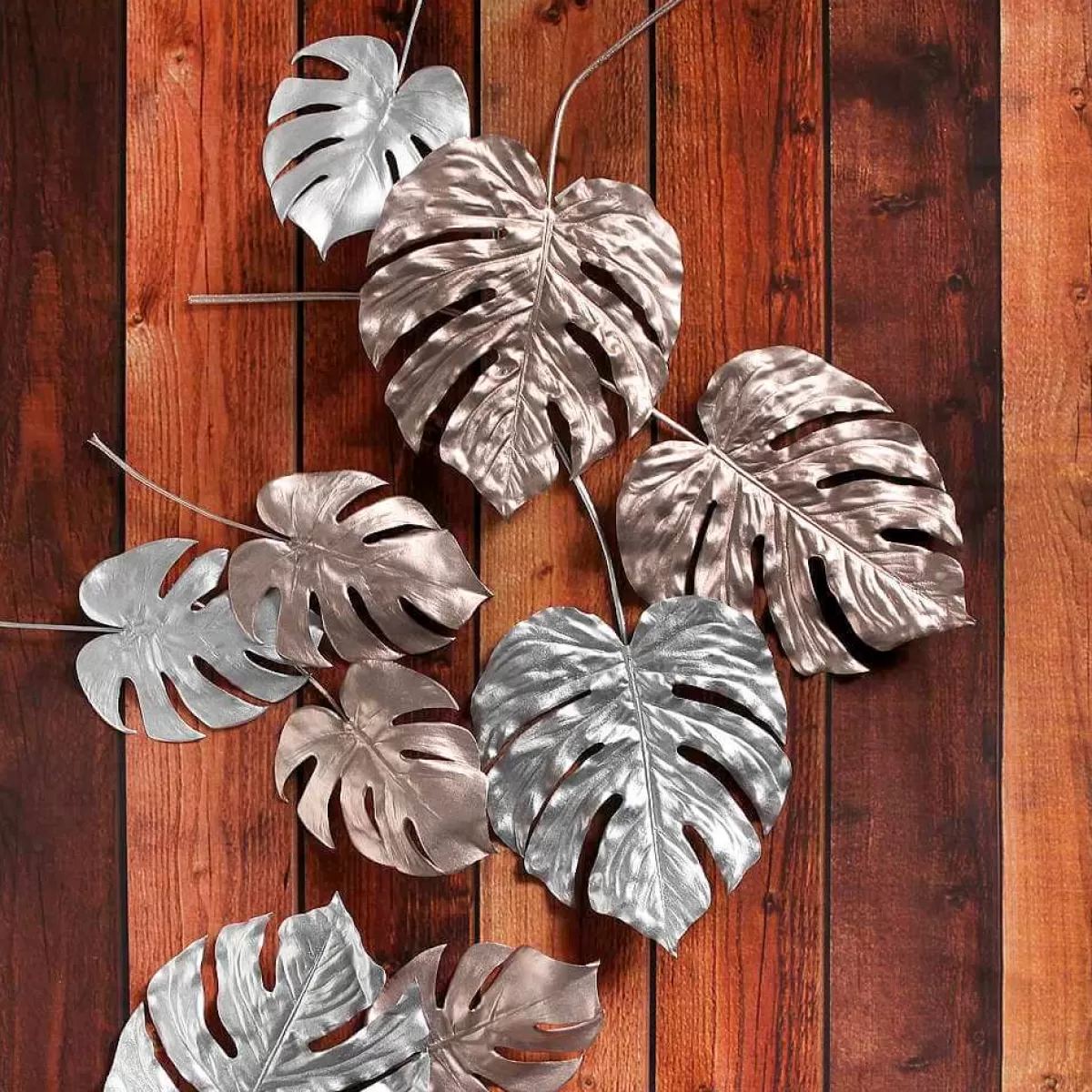 Discount DecoWoerner Monstera-Kunstblätter 70 Cm 3 Stück silber