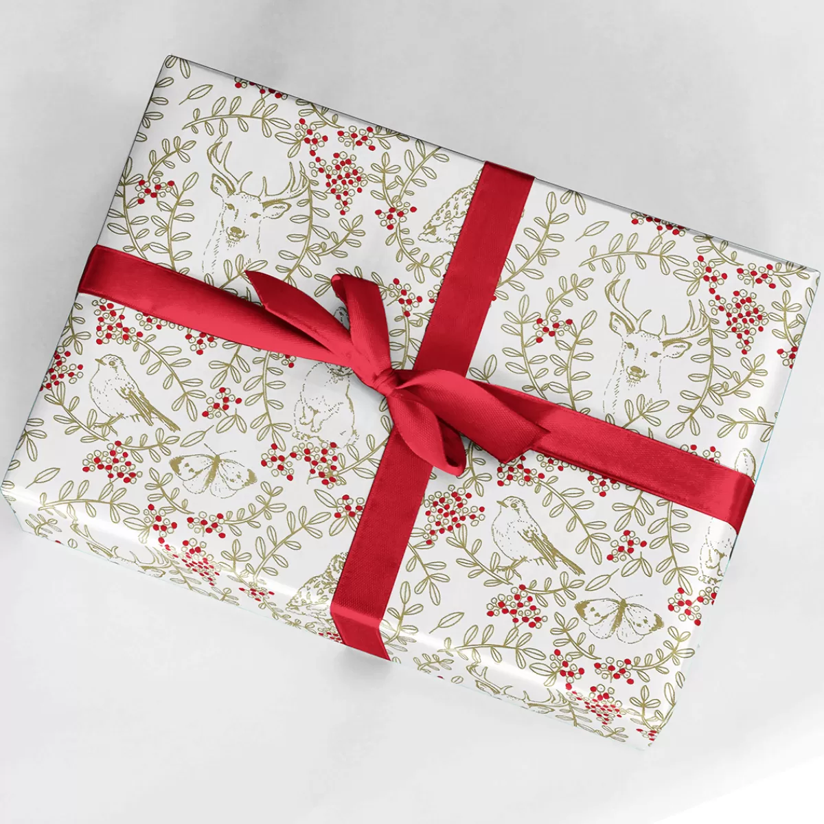 Clearance DecoWoerner Nachhaltiges Geschenkpapier Mit Waldtieren, Ranken Und Roten Beeren – 50 M Geschenkpapier-Rolle mehrfarbig