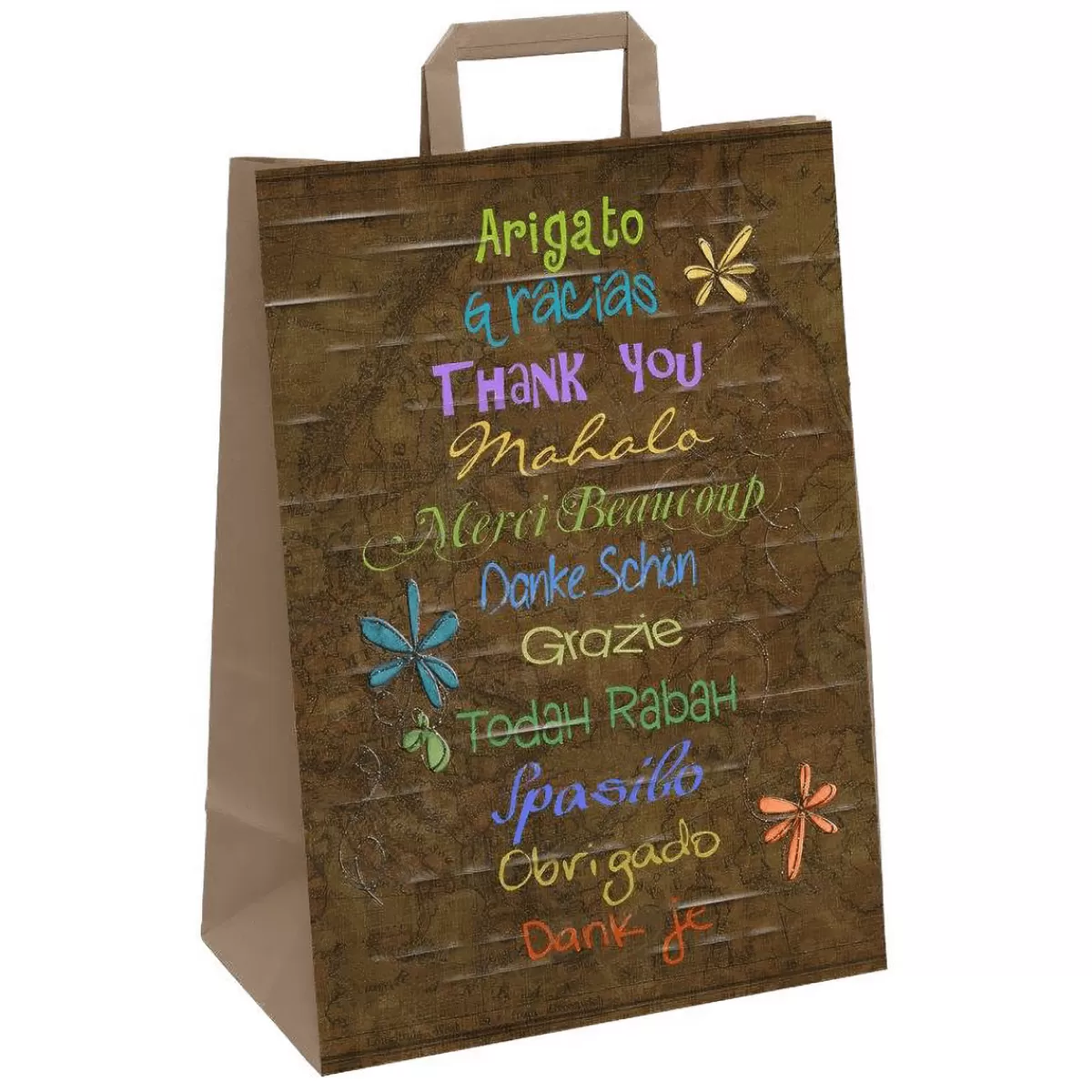 Online DecoWoerner Papier Tragetasche Danke 35 X 26 X 12 Cm braun