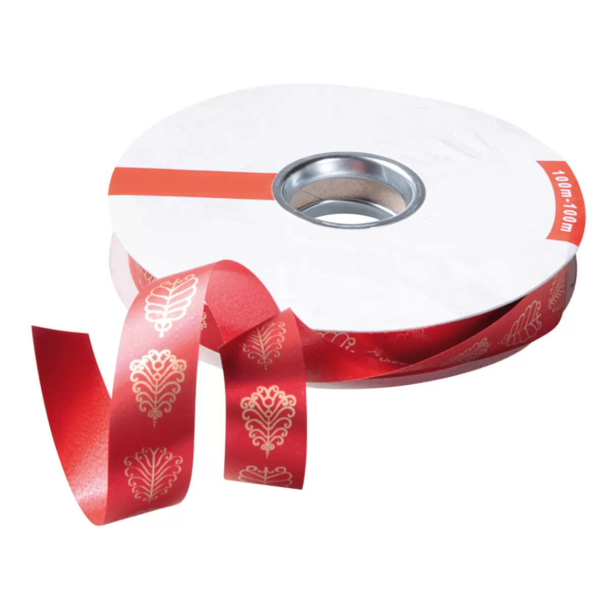 Hot DecoWoerner Polyband "Blattornament", 19 Mm, rot