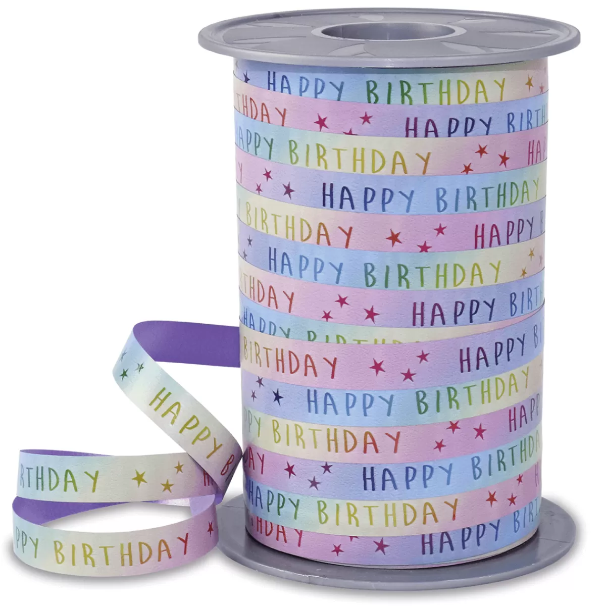 Best DecoWoerner Ringelband Happy Birthday Bunt, 10mm, 200 M mehrfarbig