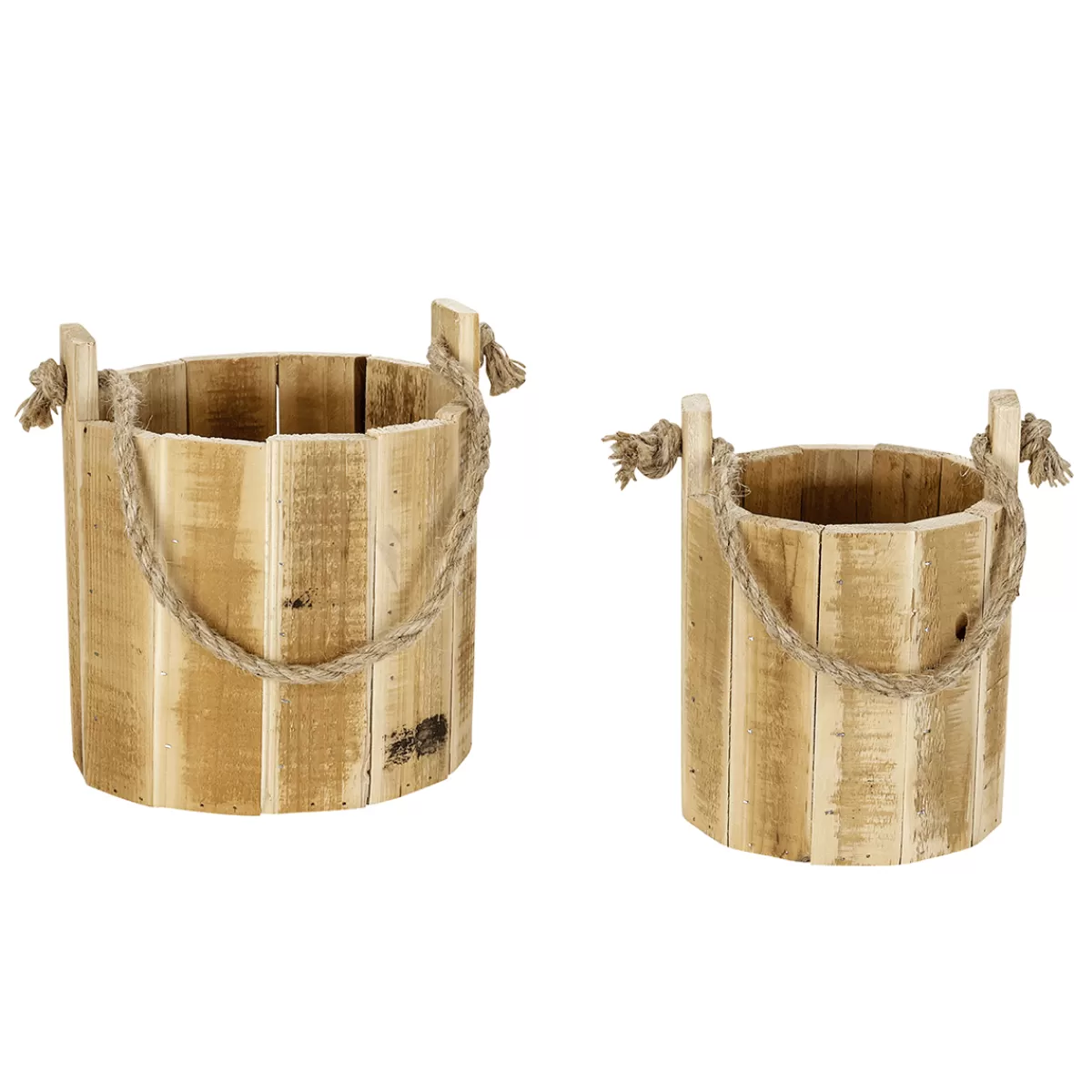 Outlet DecoWoerner Rustikale Holzeimer In 2er Set 21 Cm Naturholz