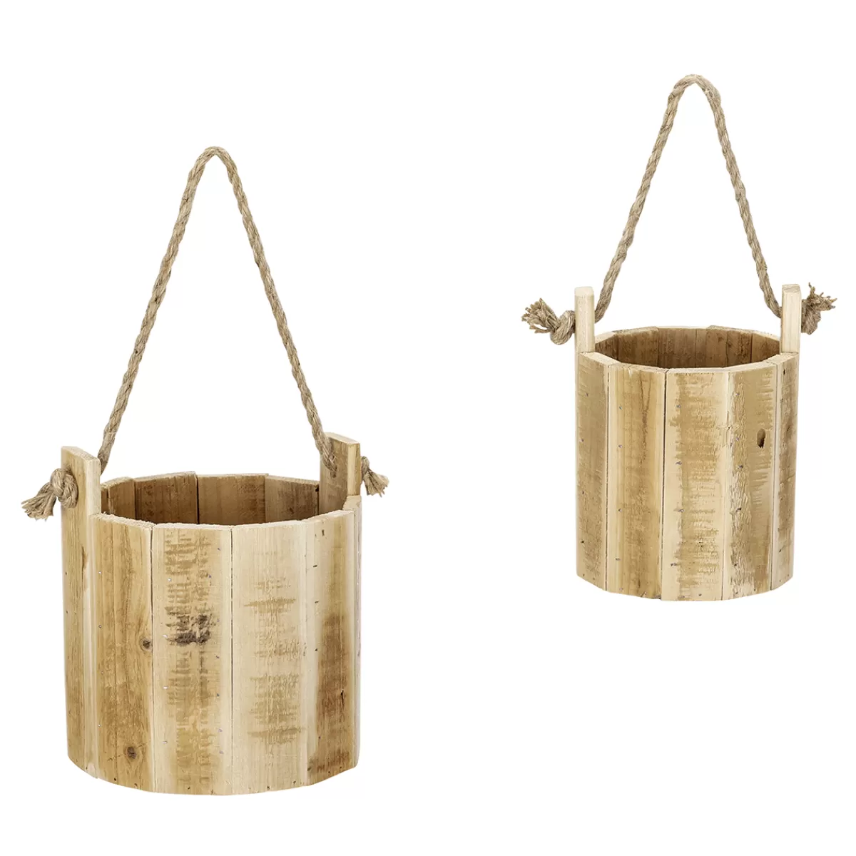 Outlet DecoWoerner Rustikale Holzeimer In 2er Set 21 Cm Naturholz