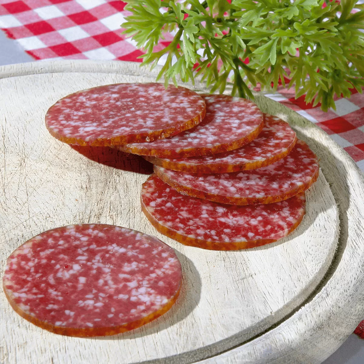 New DecoWoerner Salami Aufschnitt Lebensmittel-Attrappe, 3 Stück rot