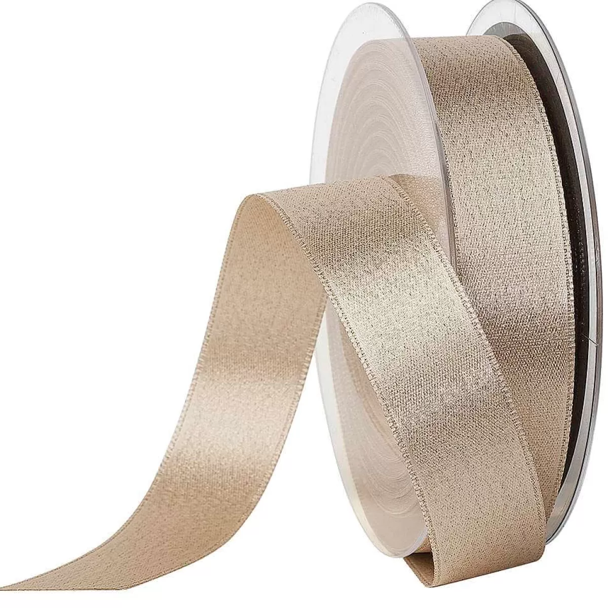 Best DecoWoerner Satinband Glitter, 25 Mm, 20 M, Creme weiß