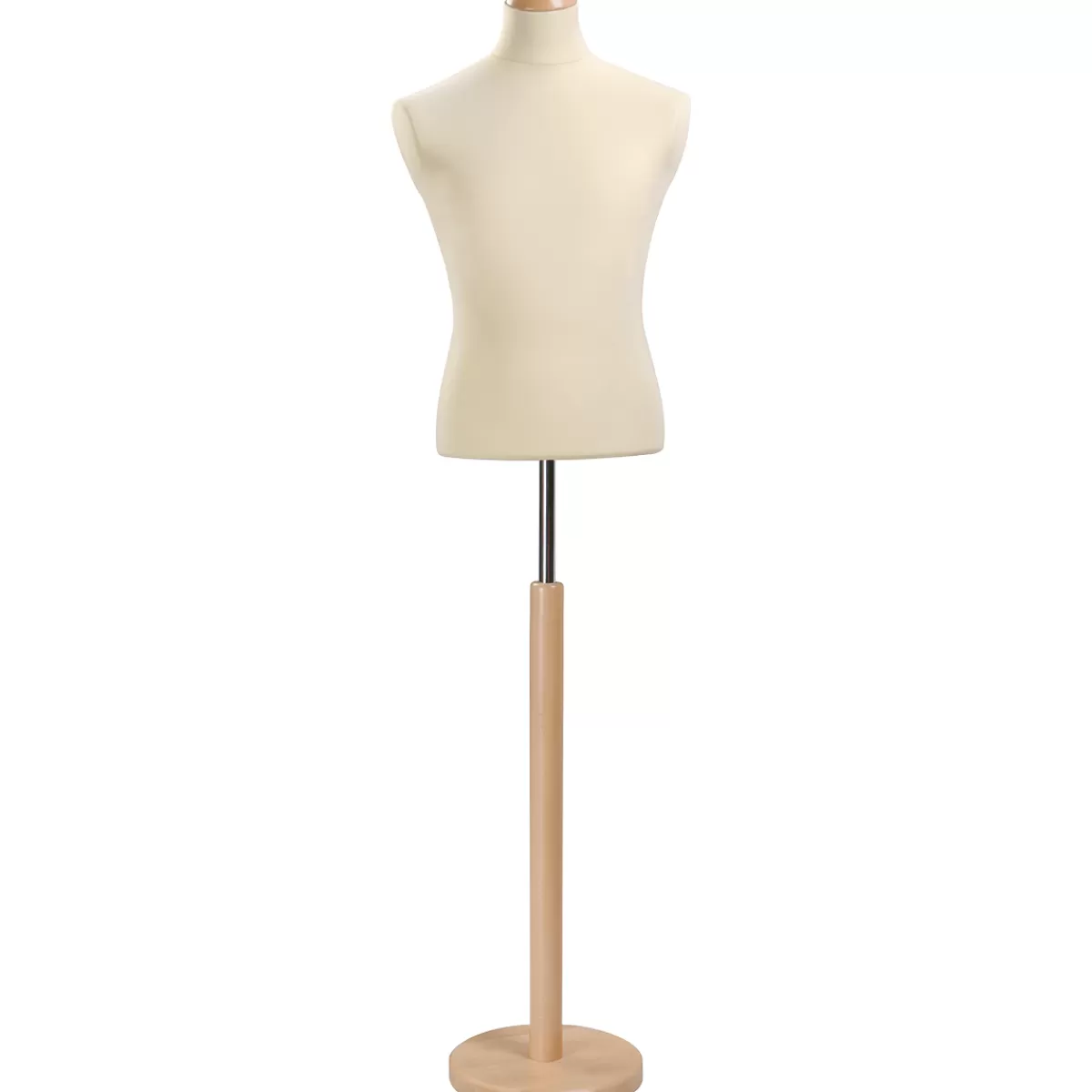 Online DecoWoerner Schneiderpuppe Männlich, Büste 65 Cm, Ecru/eiche Hell Beige