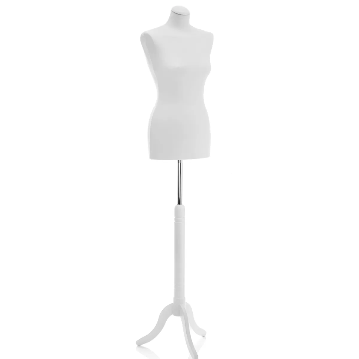Outlet DecoWoerner Schneiderpuppe Weiblich Auf em Dreibeinständer 148 - 178 Cm Hoch weiß