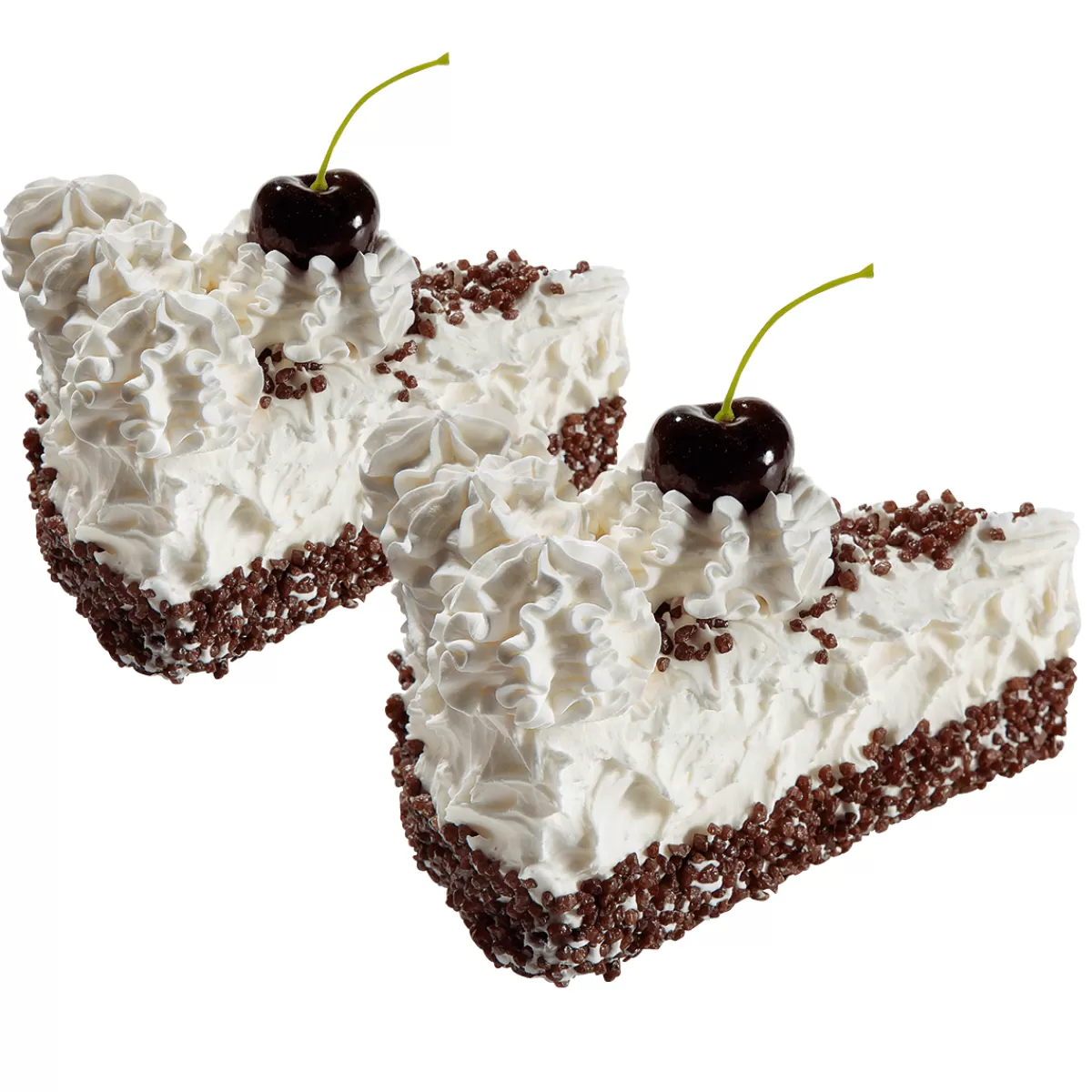 New DecoWoerner Schwarzwälderkirschtorte Lebensmittel-Attrappe, Pack à 2 Stück weiß