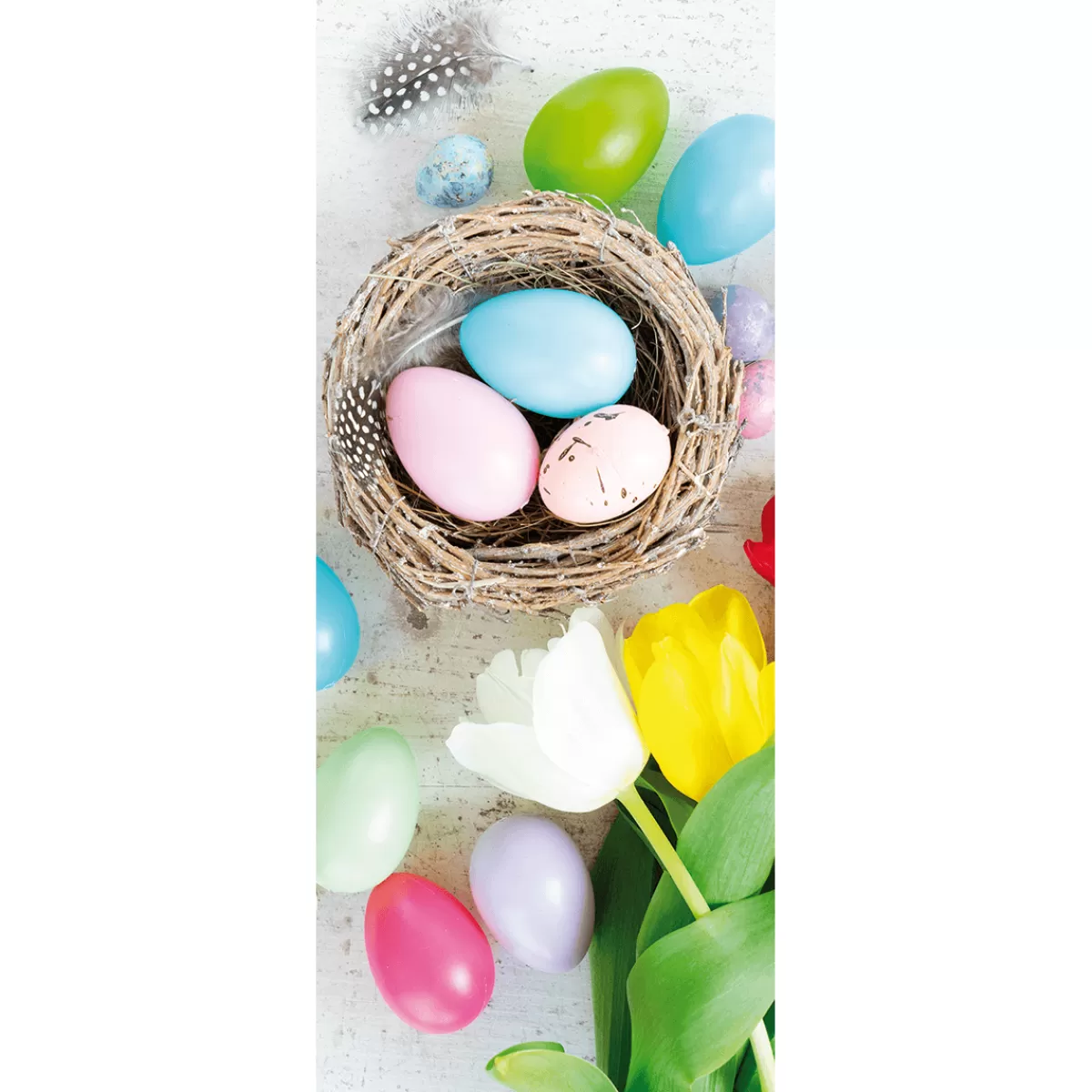 Cheap DecoWoerner Schwer Entflammbarer Stoffbanner Bunte Ostereier Und Tulpen Aus Fahnenstoff 75 X 180 Cm mehrfarbig