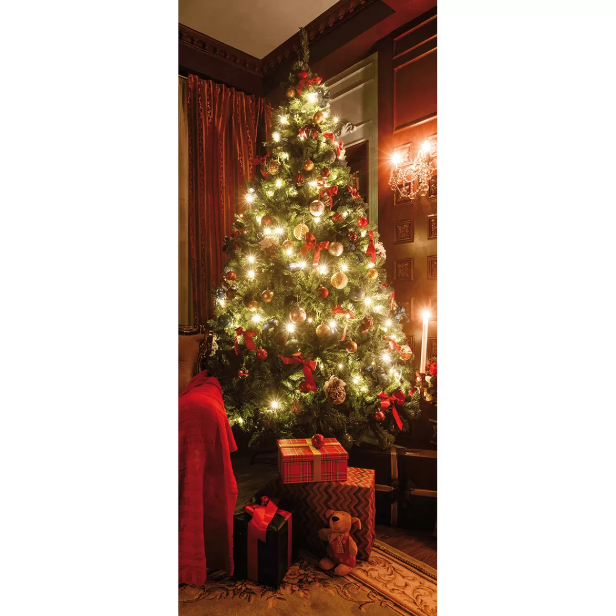 Online DecoWoerner Schwer Entflammbarer Stoffbanner "Festlicher Weihnachtsbaum" Aus Fahnenstoff 75 X 180 Cm grün