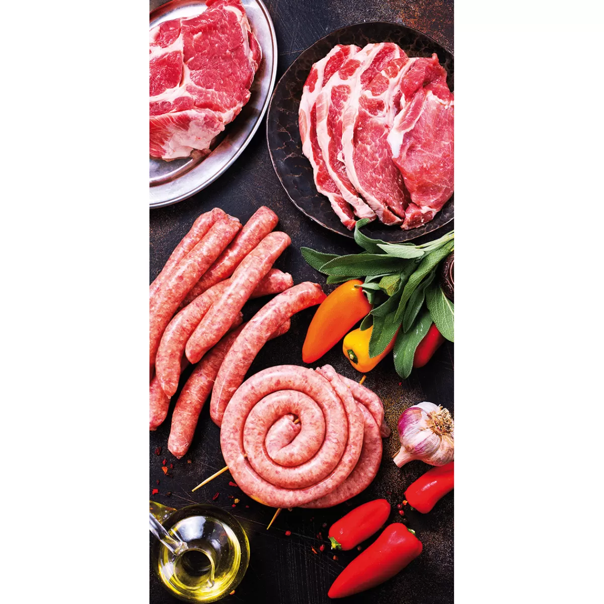 Hot DecoWoerner Schwer Entflammbarer Stoffbanner „Fleisch & Würstchen“ Aus Fahnenstoff 100 X 200 Cm mehrfarbig