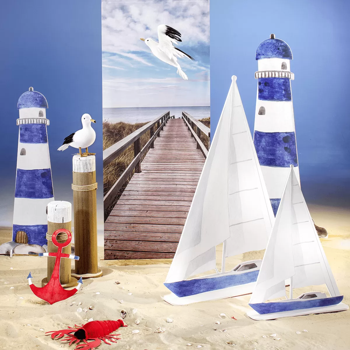 Discount DecoWoerner Schwer Entflammbarer Stoffbanner Holzsteg Zum Meer 75 X 180 Cm