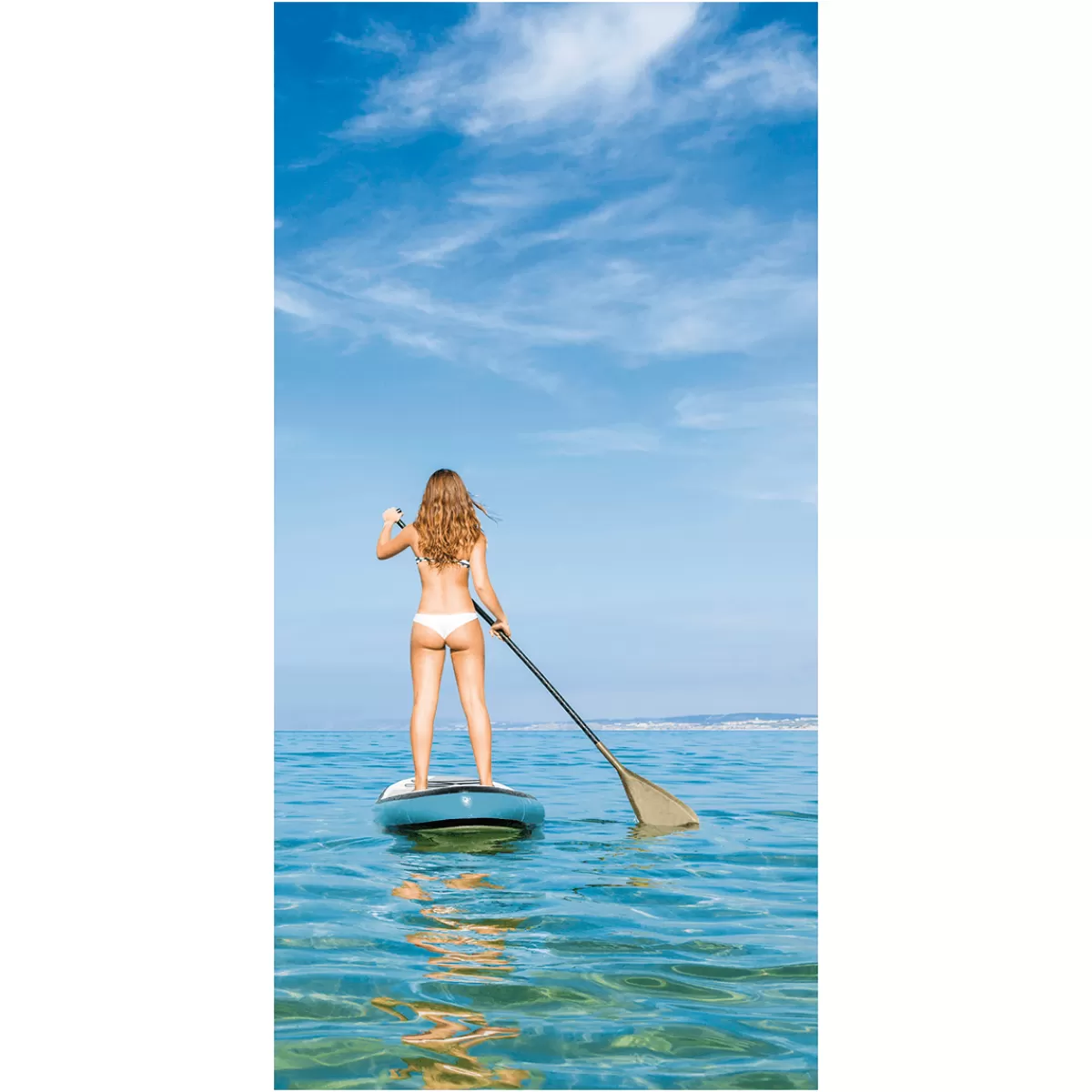 Discount DecoWoerner Schwer Entflammbarer Stoffbanner "Stand-Up Paddle" Aus Fahnenstoff 100 X 200 Cm blau