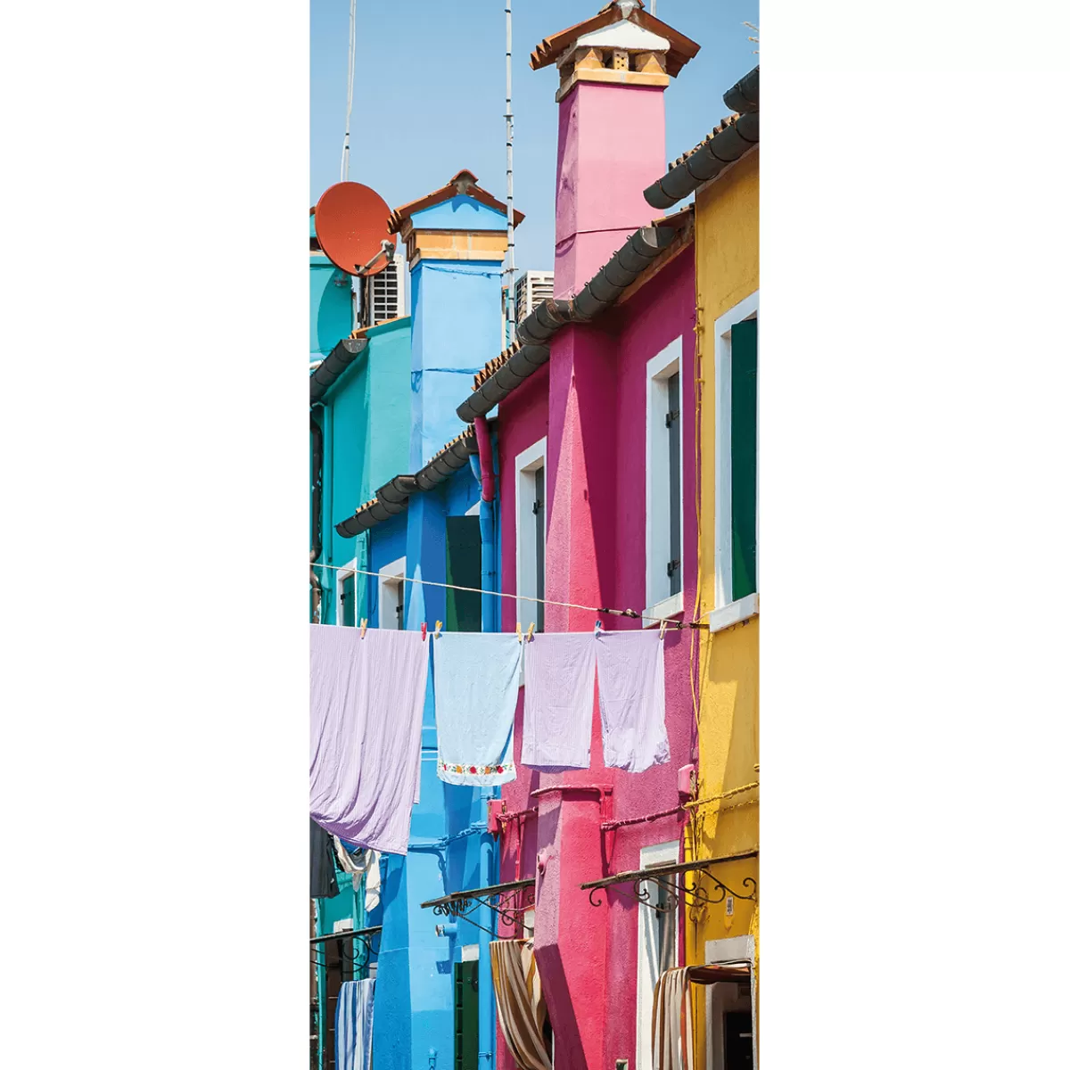 Hot DecoWoerner Schwer Entflammbarer Stoffbanner „Venedigs Bunte Häuser Und Frische Wäsche“ Aus Fahnenstoff 75 X 180 Cm mehrfarbig
