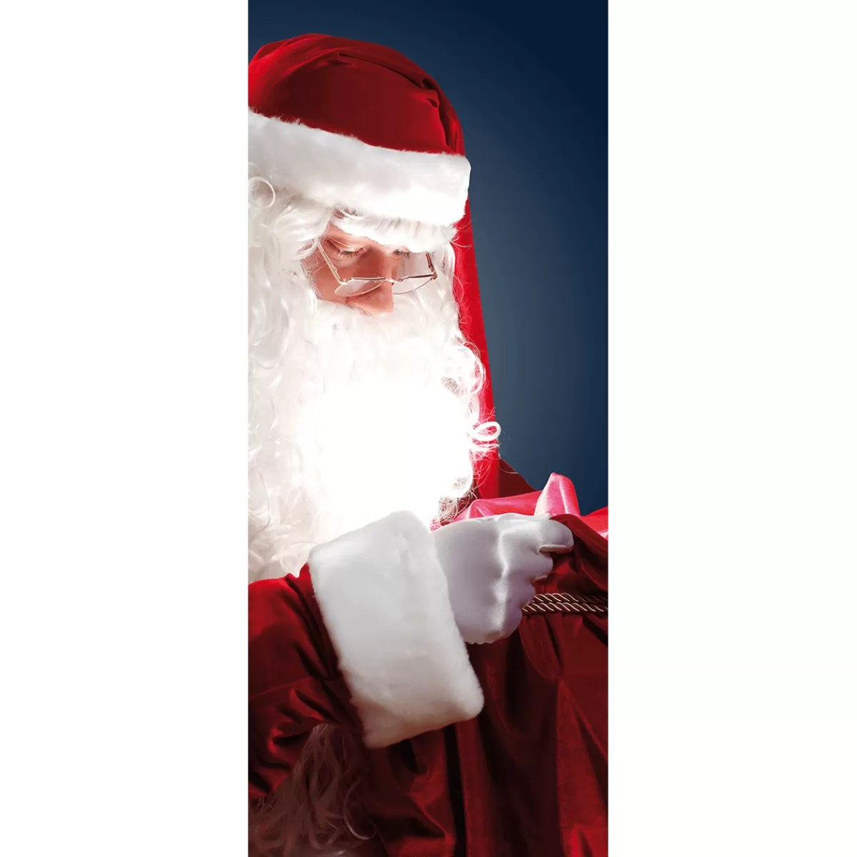 Flash Sale DecoWoerner Schwer Entflammbarer Stoffbanner "Weihnachtsmann Als Geschenkeüberbringer" Aus Fahnenstoff 75 X 180 Cm rot